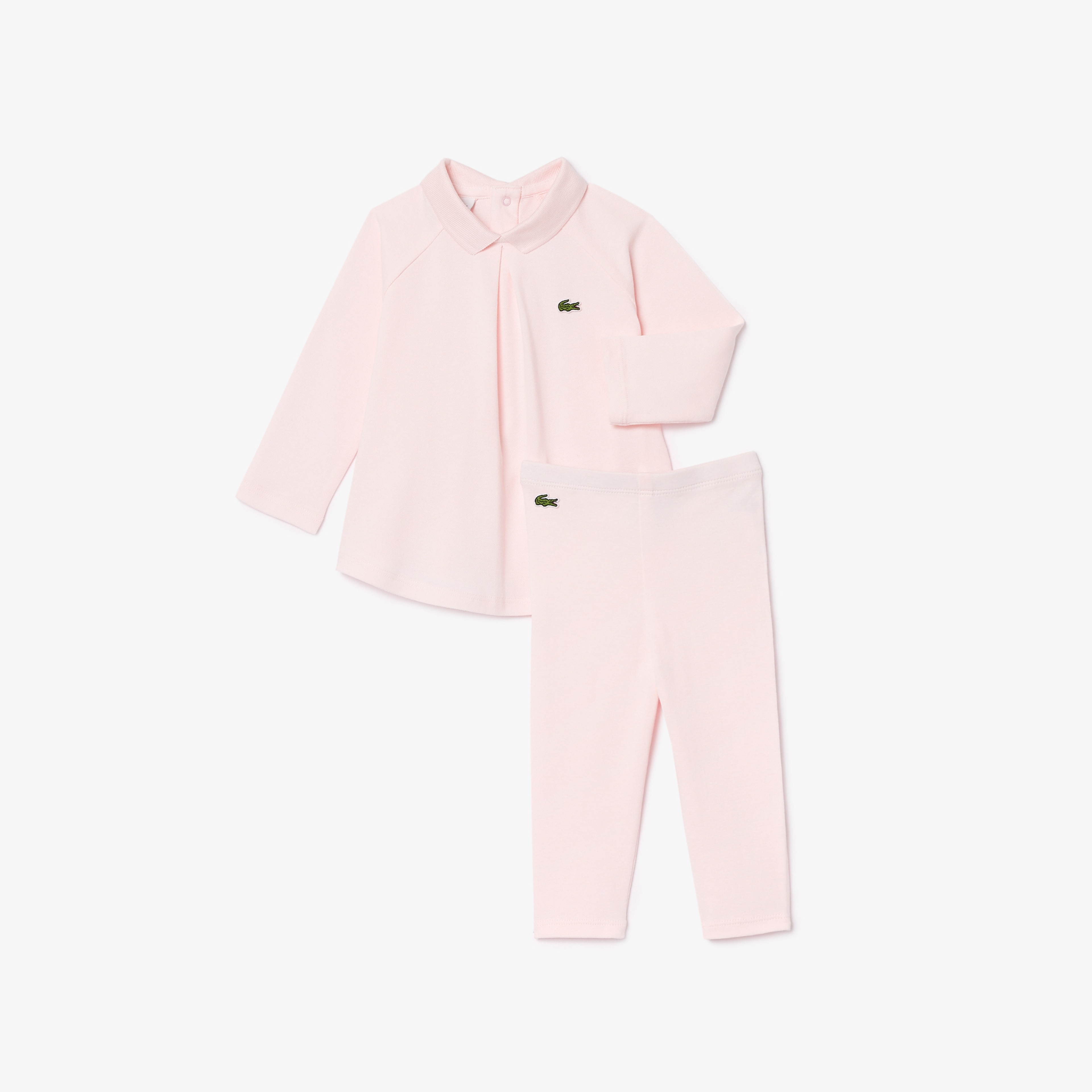 Kız Çocuk Uzun Kollu Polo Yaka Açık Pembe Pijama Takımı
