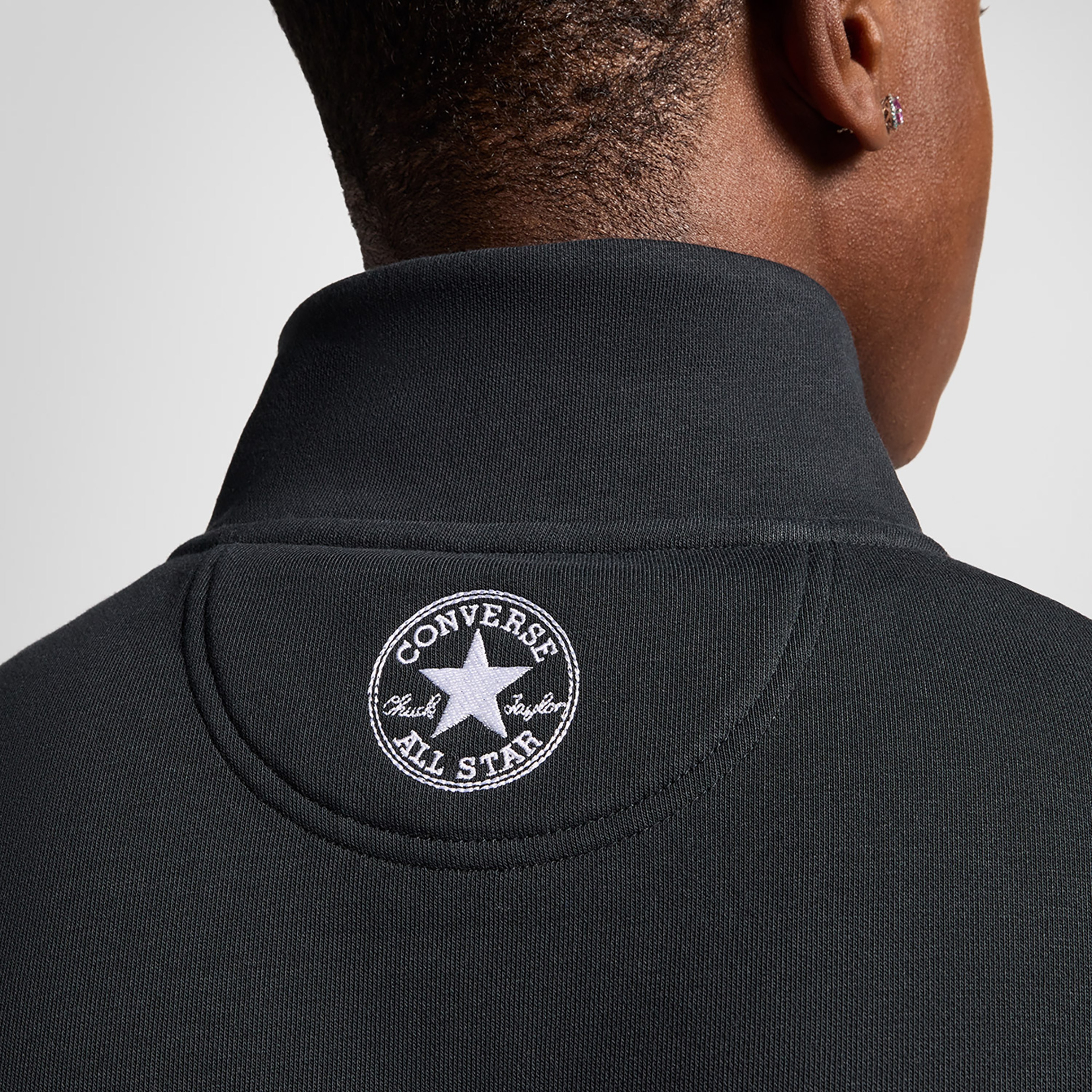 Converse Classic Sport Yarım Fermuarlı Erkek Siyah Sweatshirt