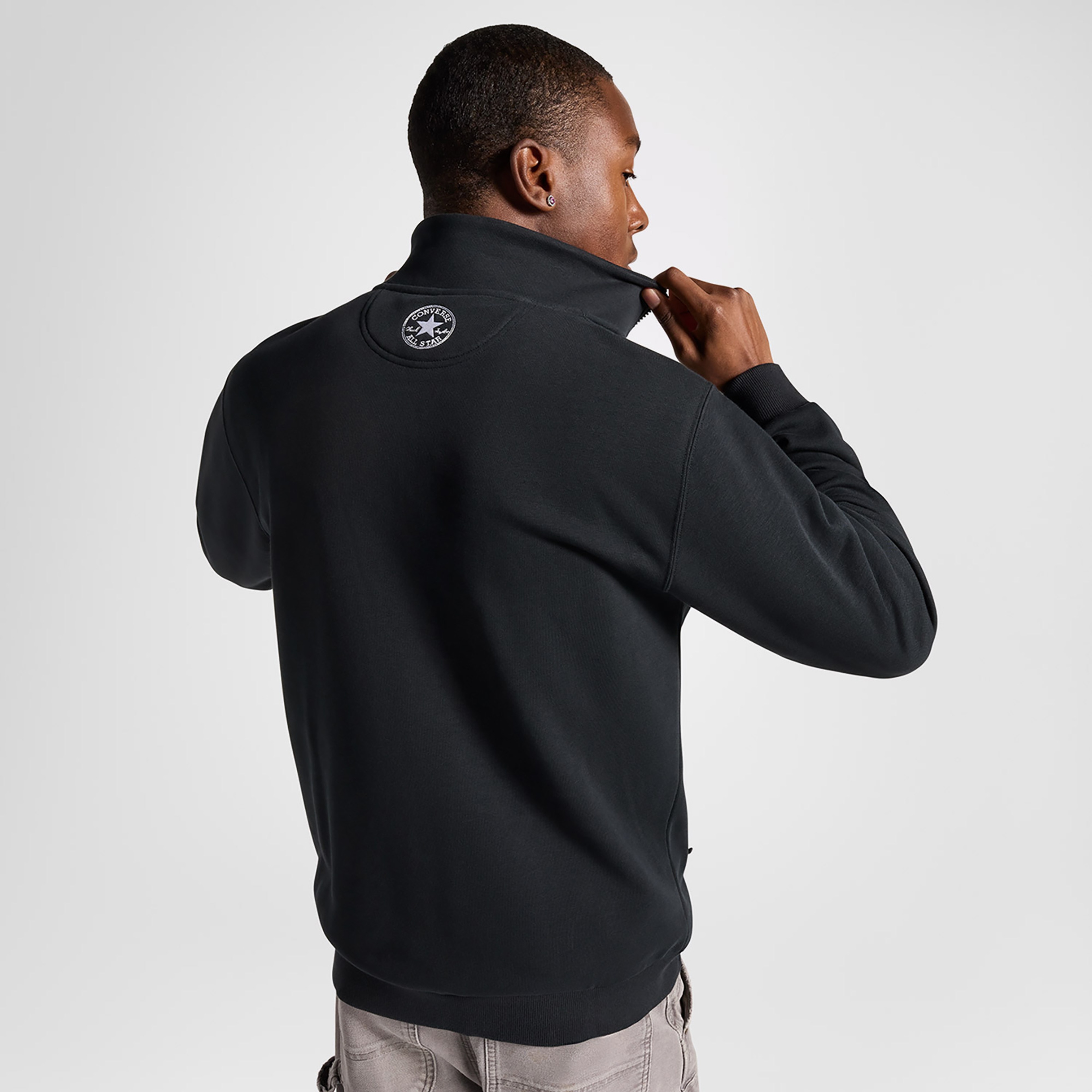 Converse Classic Sport Yarım Fermuarlı Erkek Siyah Sweatshirt