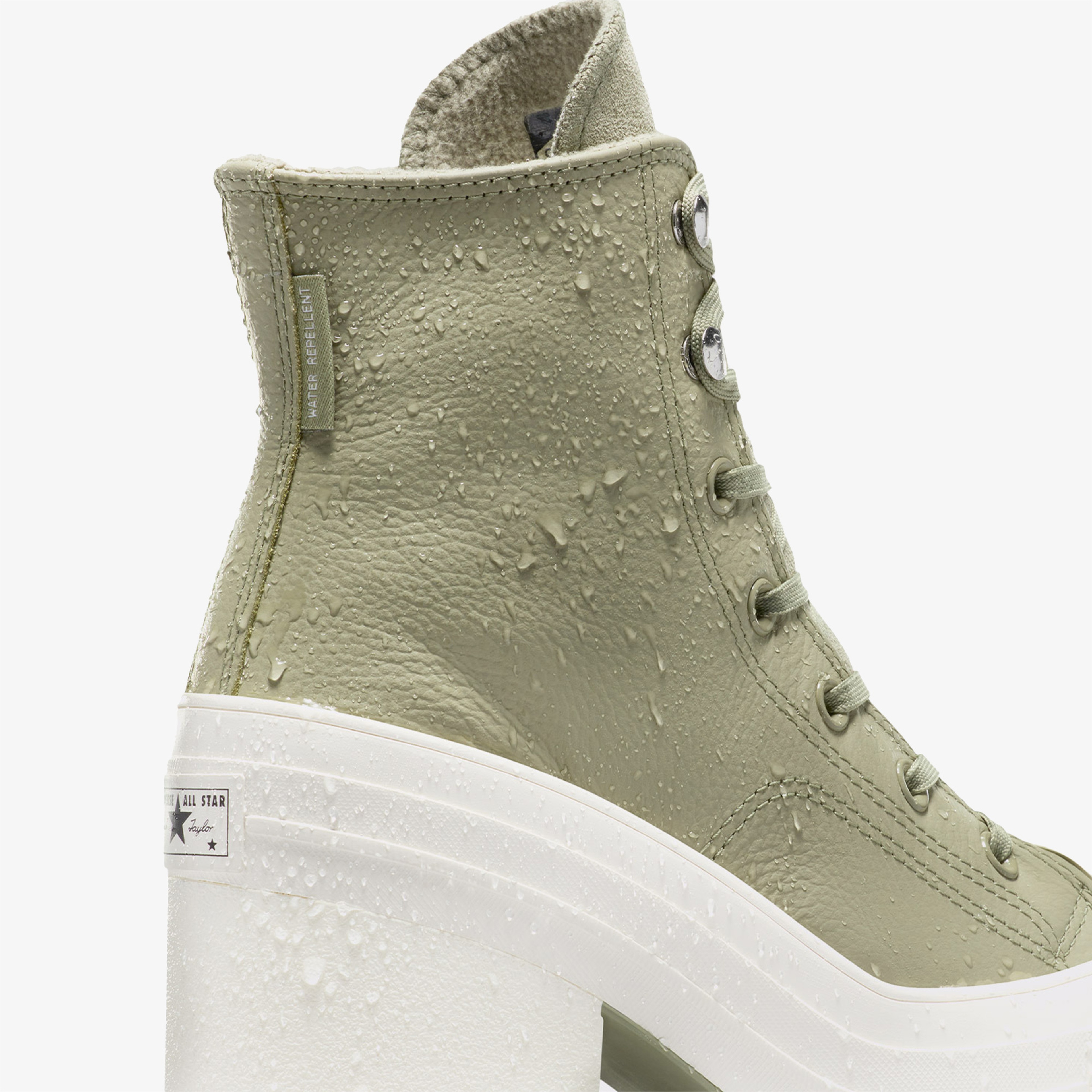 Converse Chuck 70 De Luxe Heel Unisex Haki Deri Platform Sneaker