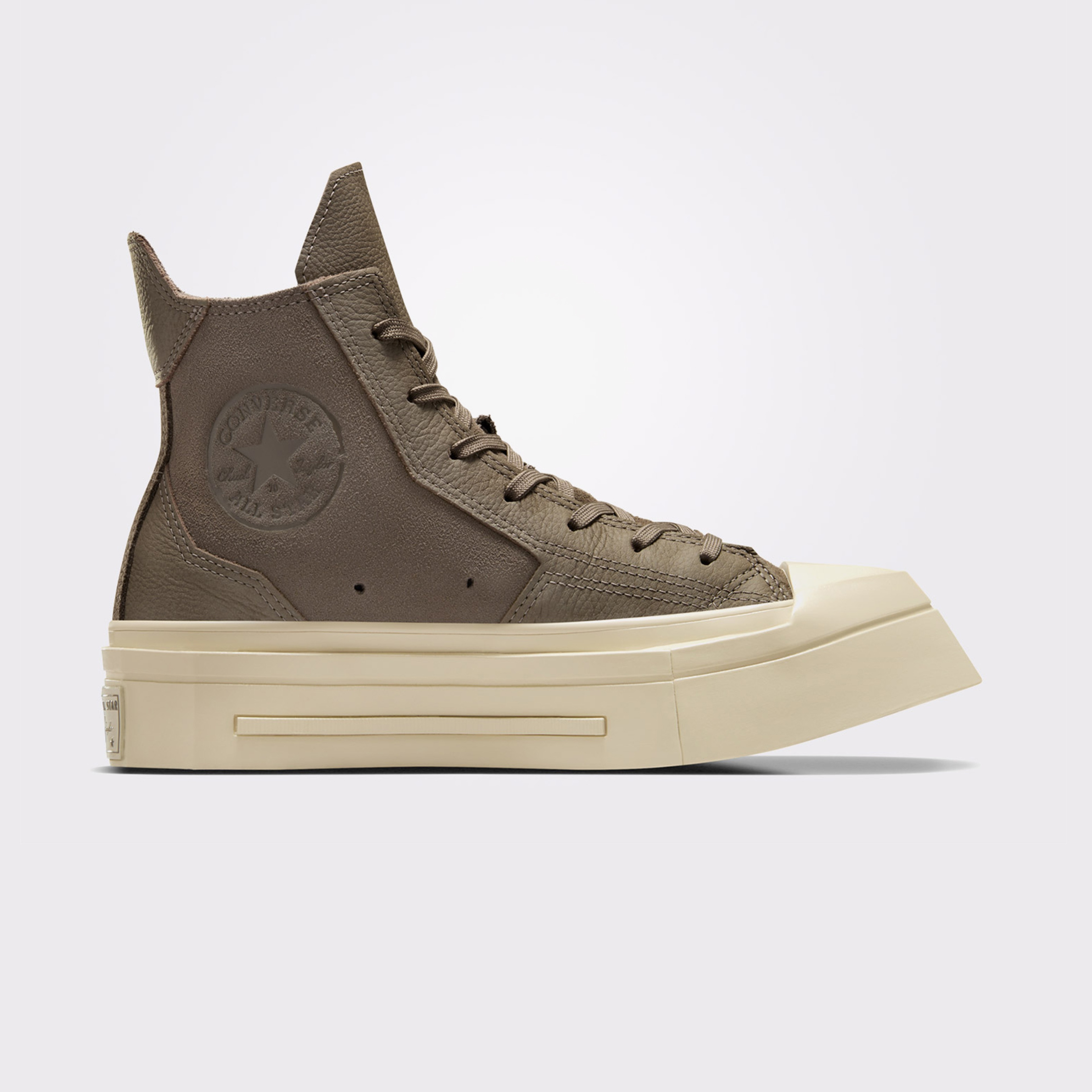 Converse Chuck 70 De Luxe Squared Unisex Haki Deri Platform Sneaker
