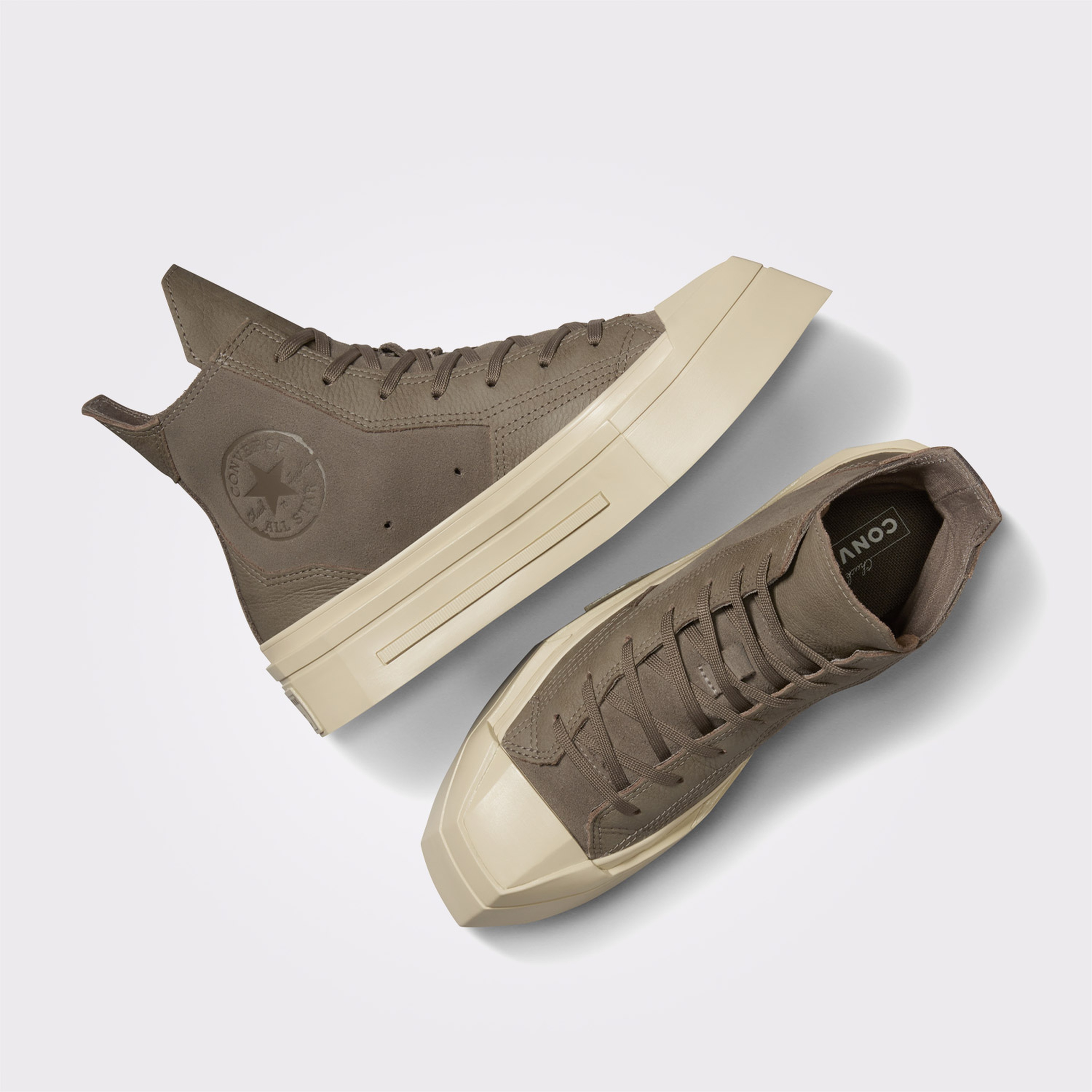 Converse Chuck 70 De Luxe Squared Unisex Haki Deri Platform Sneaker