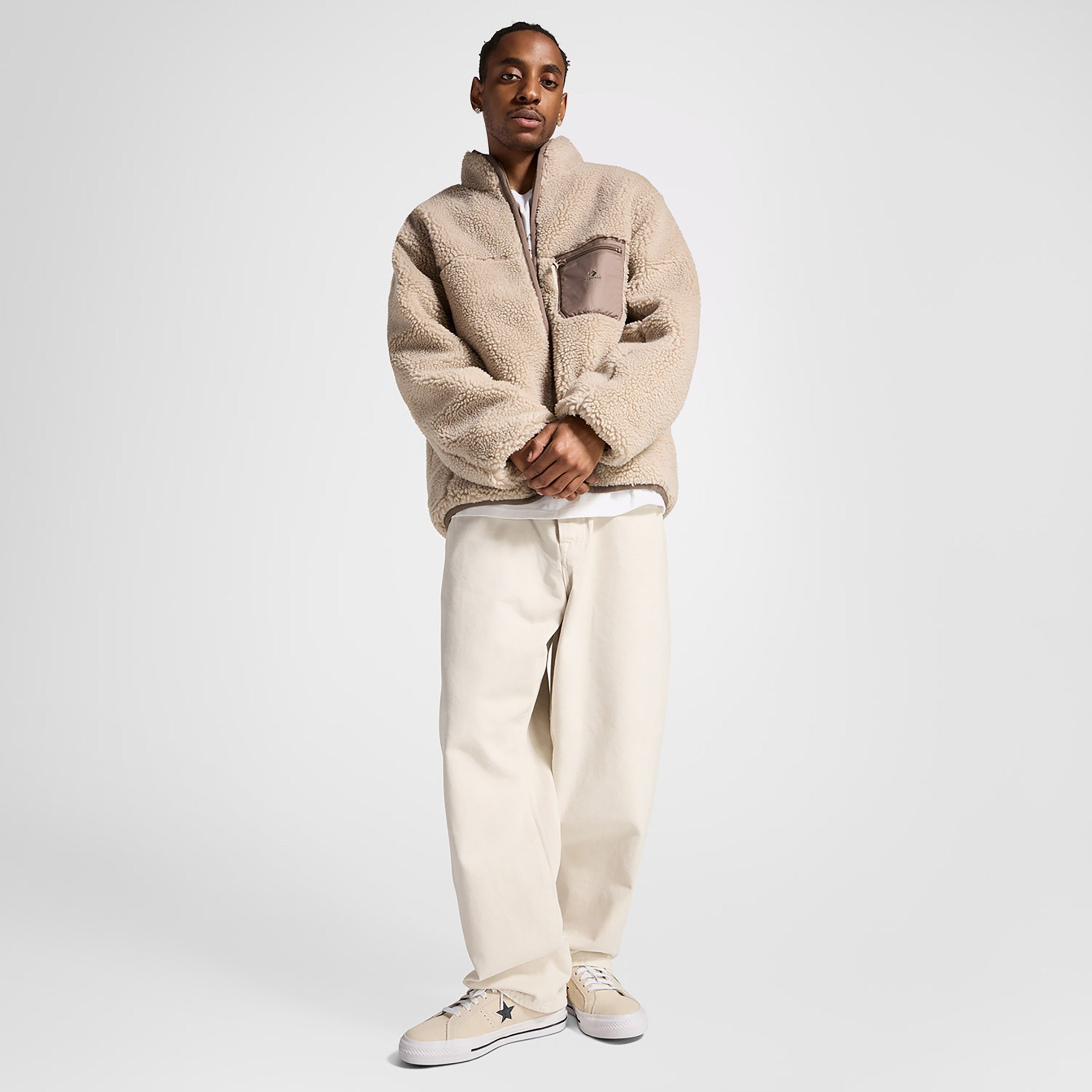 Converse Classic Erkek Dik Yaka Çift Taraflı Bej Ceket