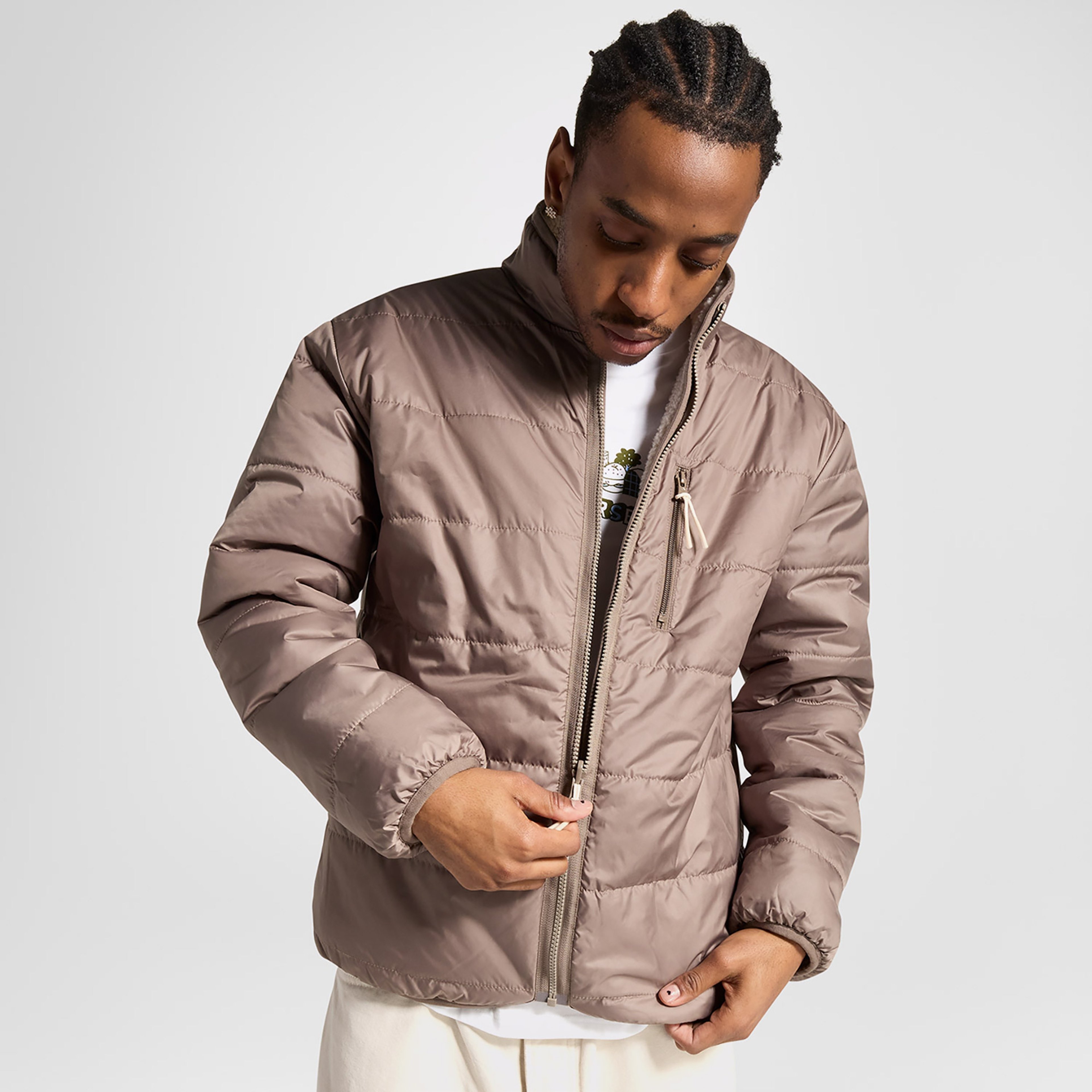 Converse Classic Erkek Dik Yaka Çift Taraflı Bej Ceket