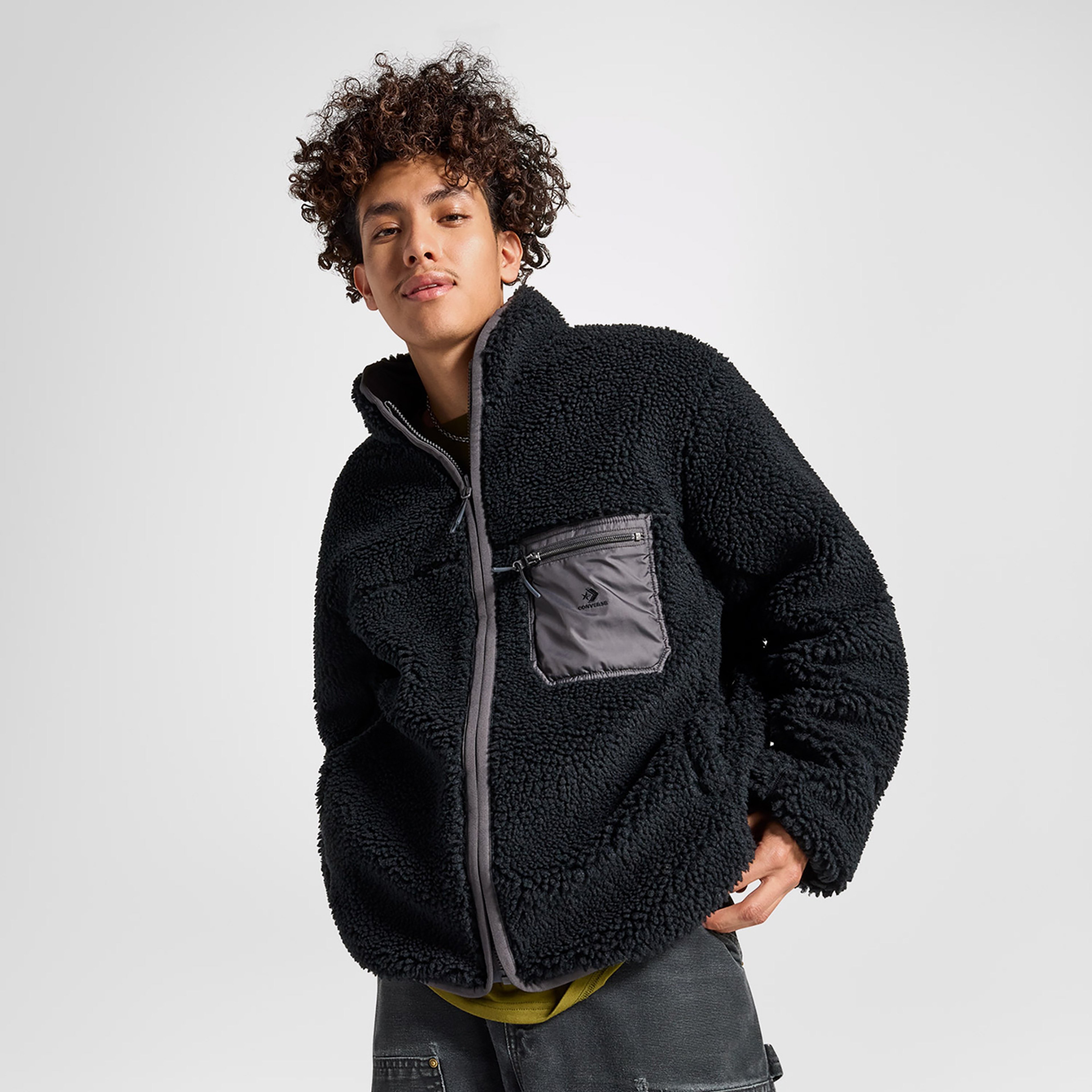 Converse Classic Erkek Dik Yaka Çift Taraflı Siyah Ceket