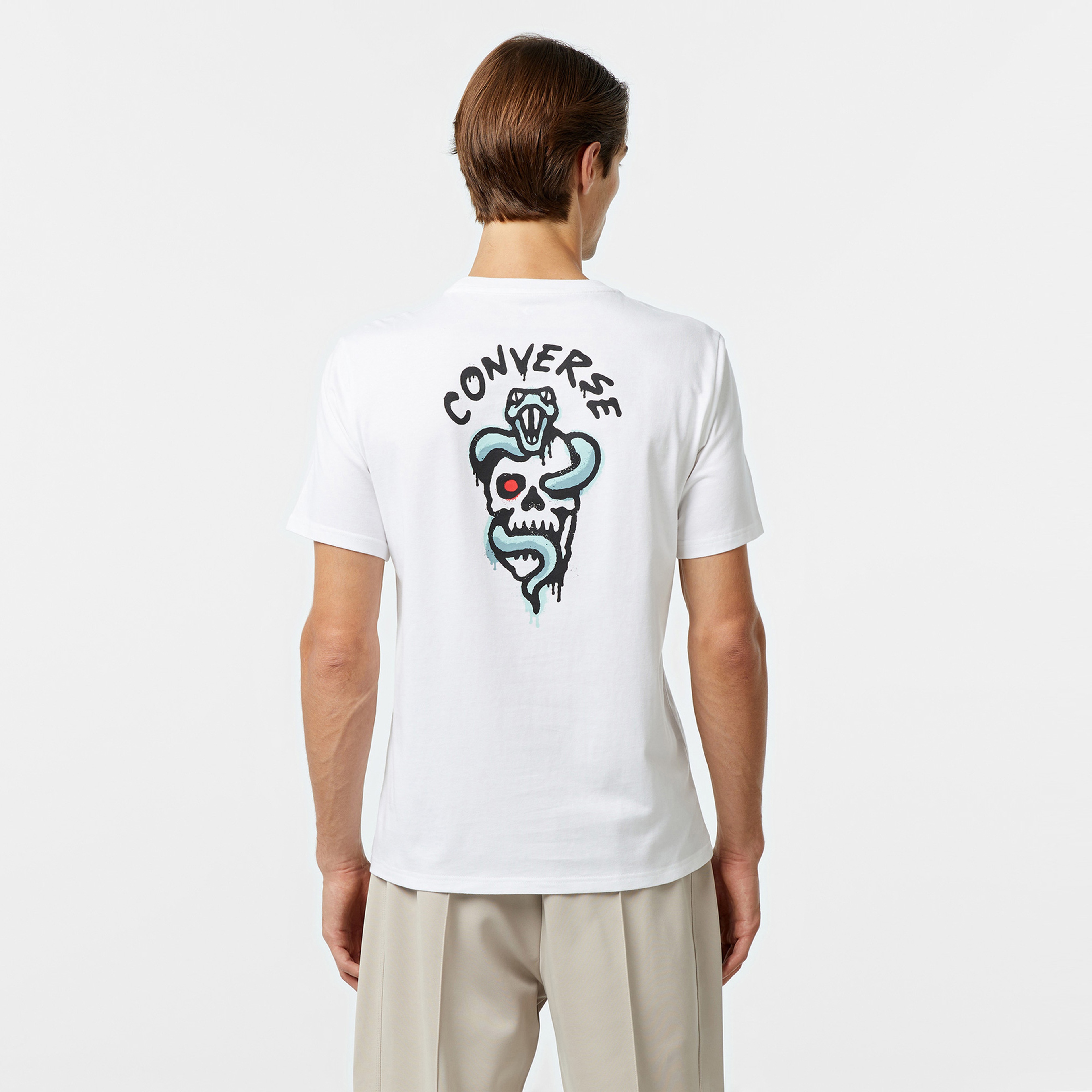 Converse Spray Paint Baskılı Erkek Beyaz T-Shirt