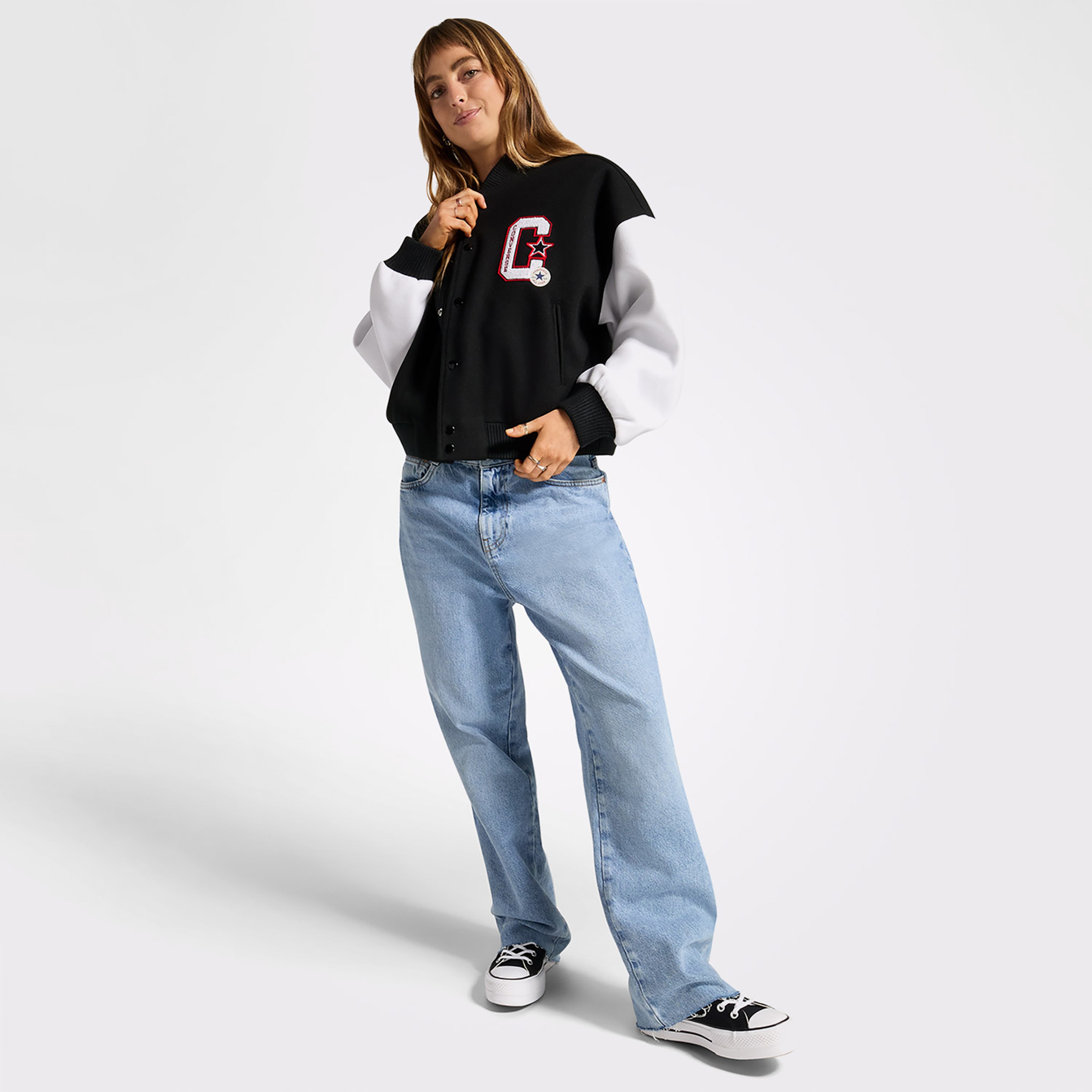 Converse Classic Kadın Dik Yaka Siyah Ceket