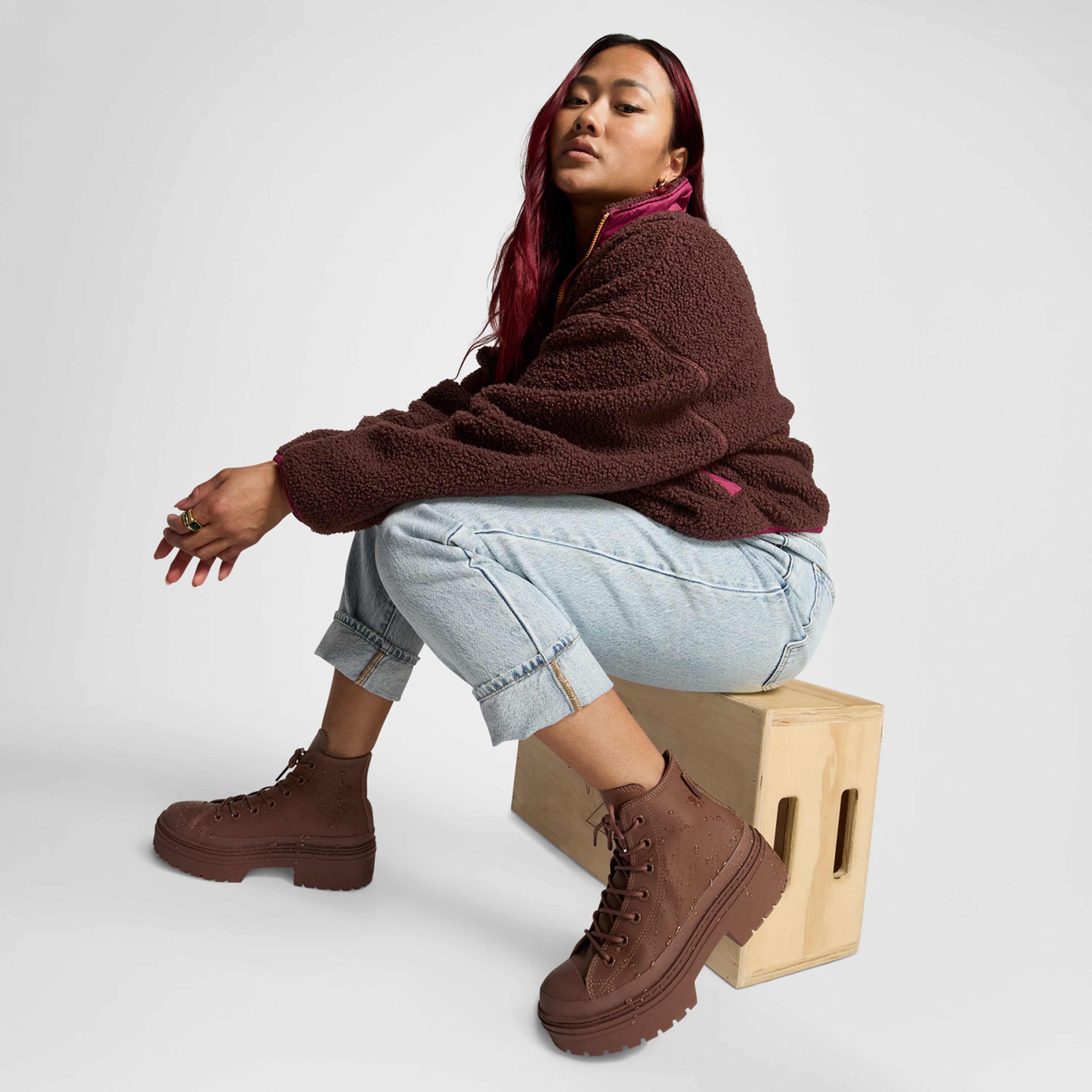 Converse Chuck Taylor All Star Lugged Heel Kadın Kahverengi Deri Platform Sneaker