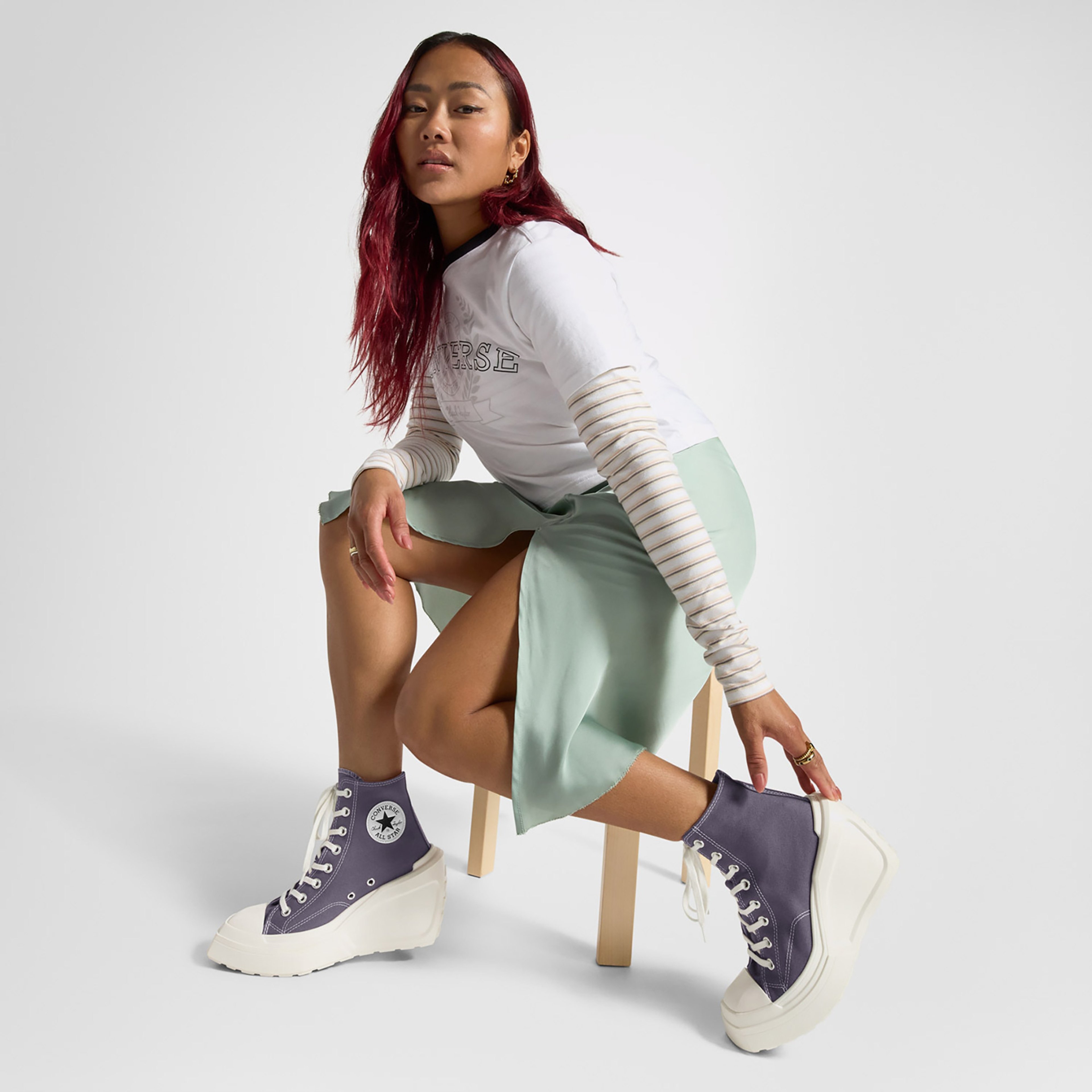 Converse Chuck 70 De Luxe Wedge Unisex Mor Platform Sneaker