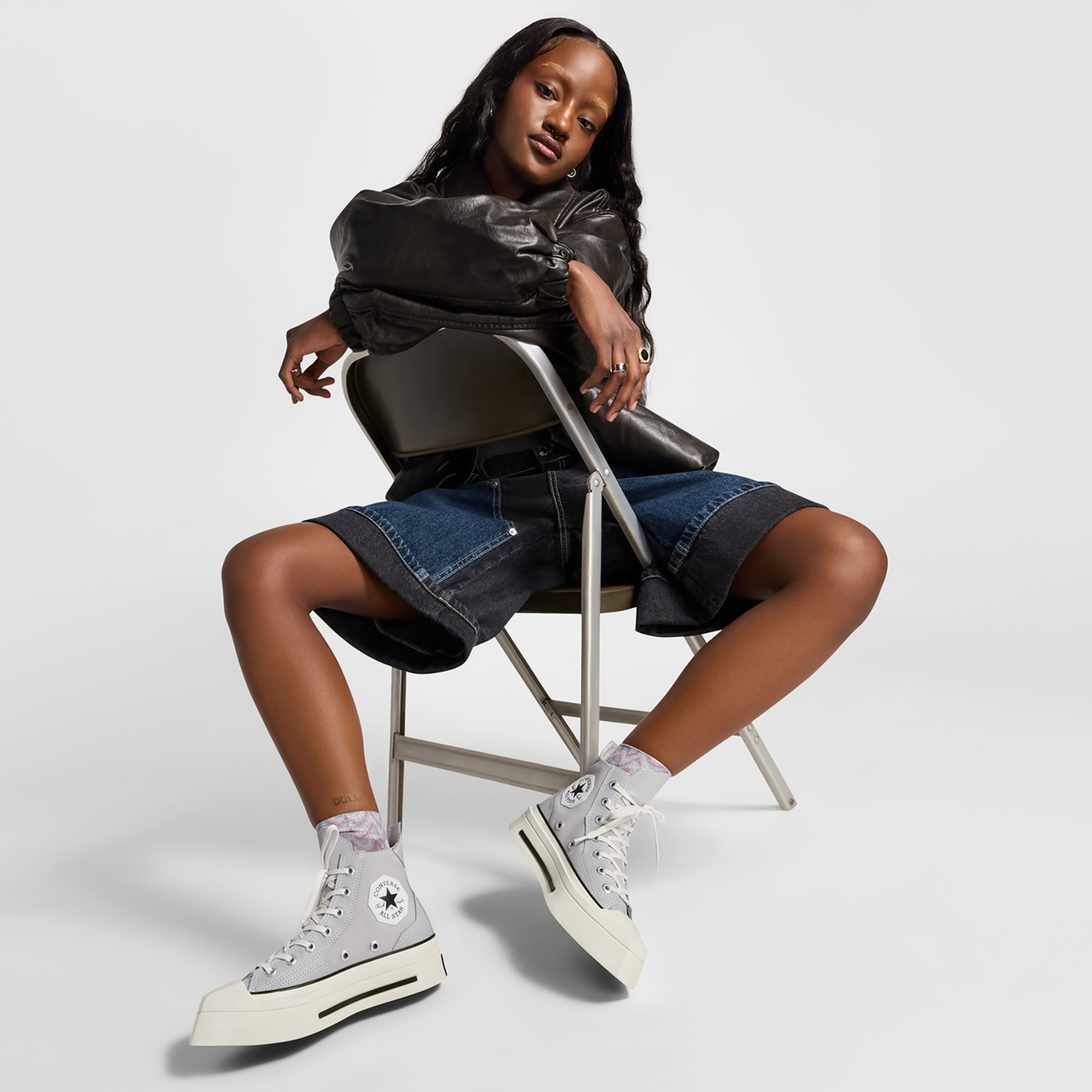 Converse Chuck 70 De Luxe Squared Unisex Gri Platform Sneaker