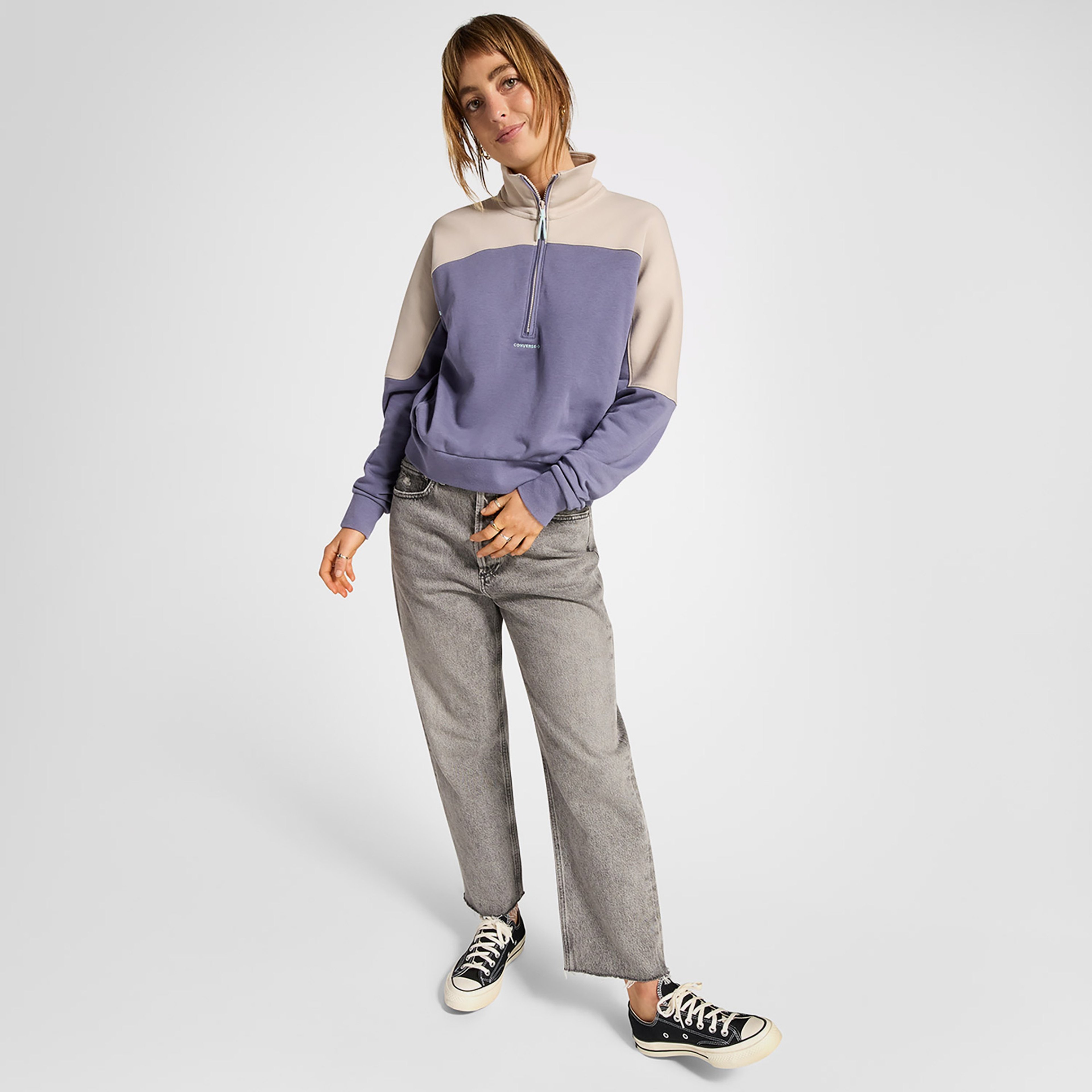 Converse Wordmark Kadın Lila Sweatshirt