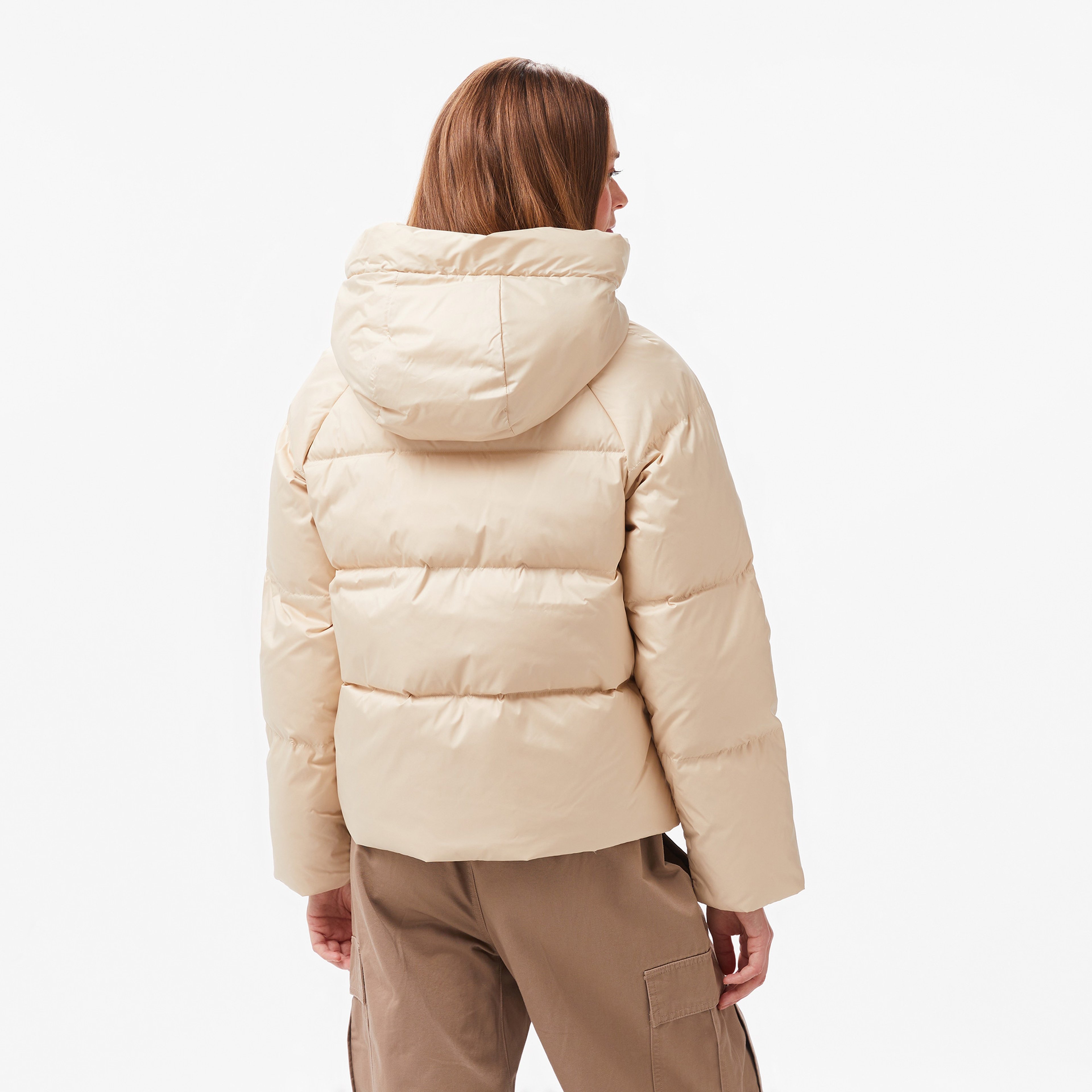 Converse Fashion Short Down Kadın Kapüşonlu Krem Ceket