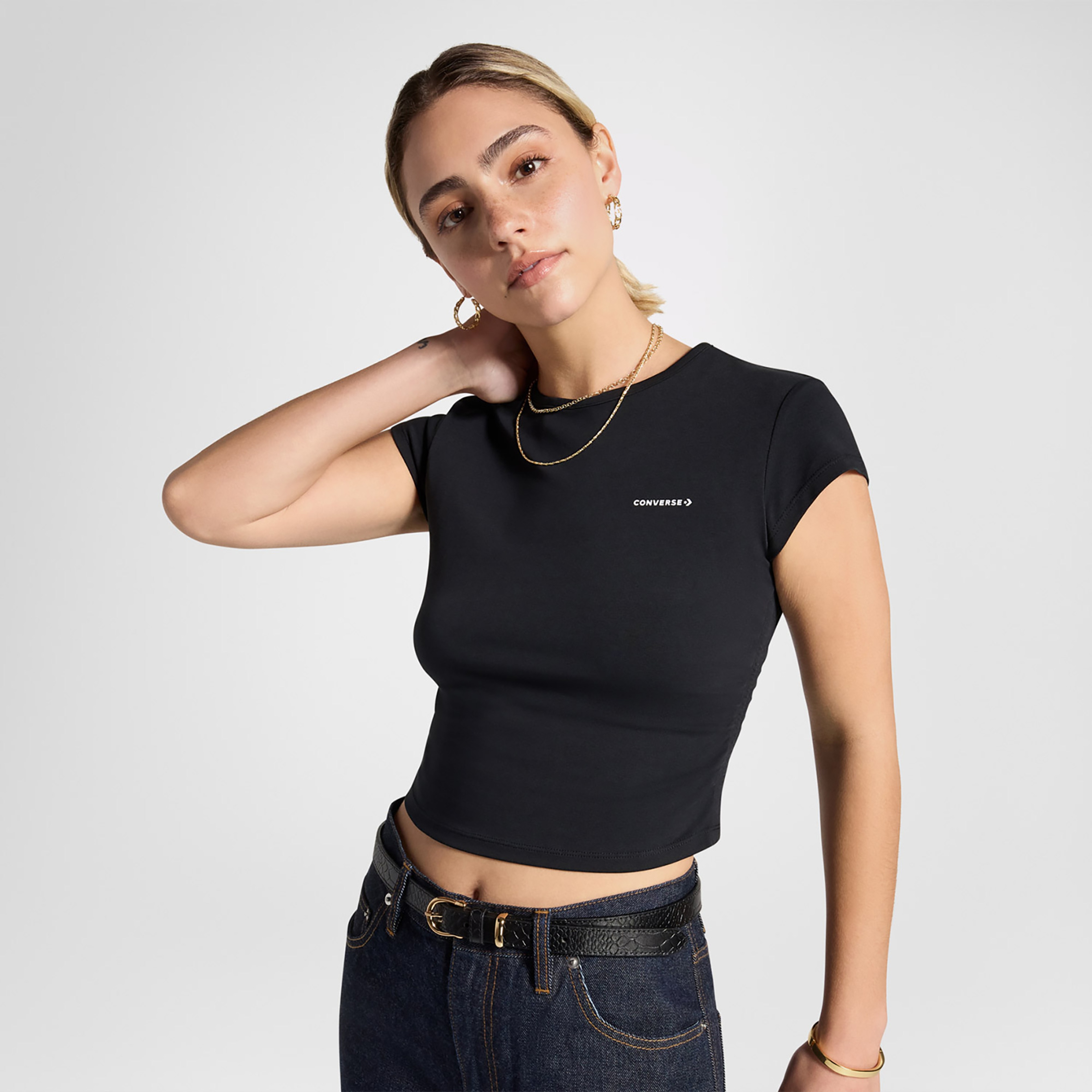 Converse Wordmark Kadın Siyah T-Shirt