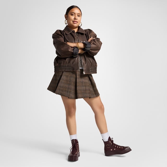 Converse Chuck 70 De Luxe Squared Unisex Bordo Deri Platform Sneaker - Görsel 6