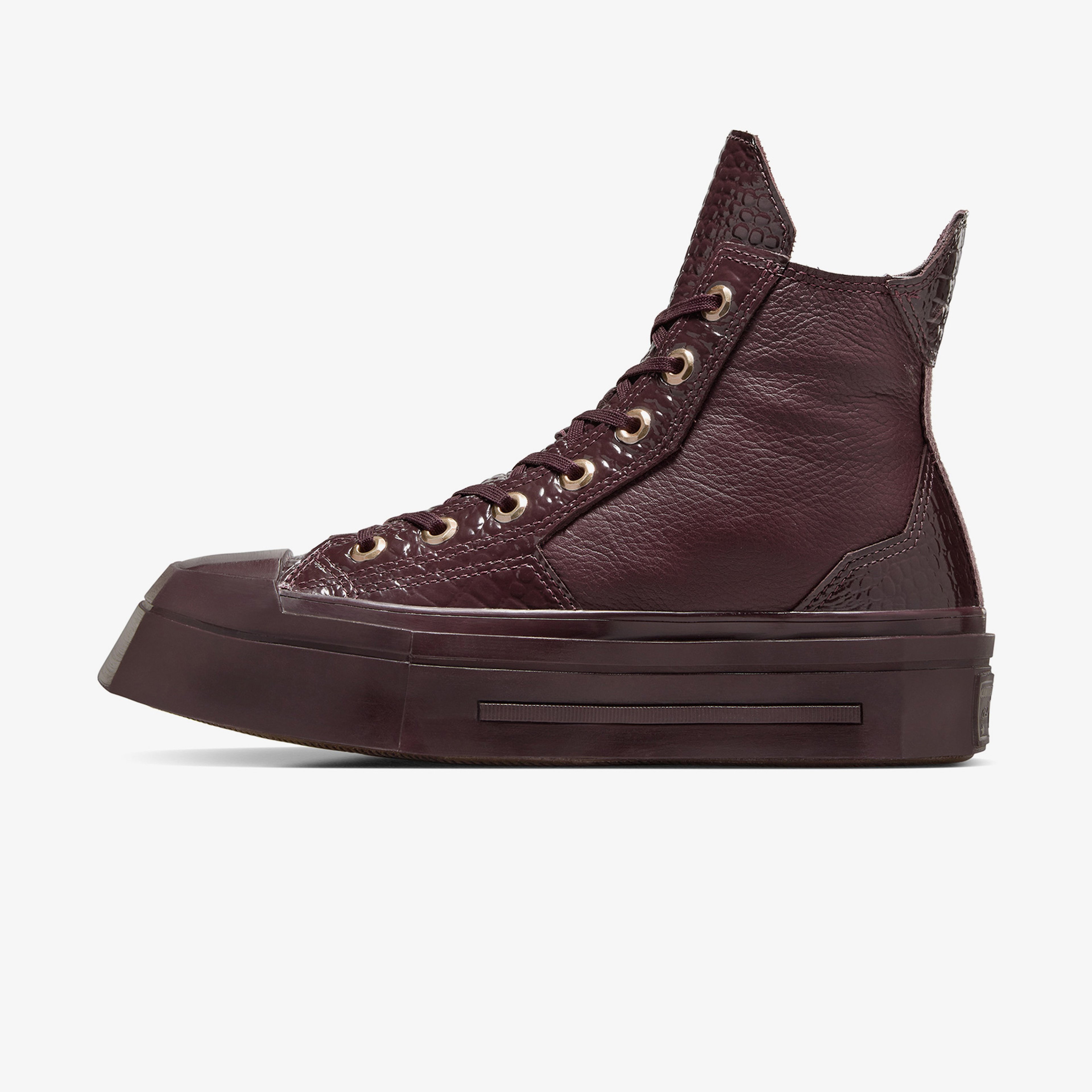 Converse Chuck 70 De Luxe Squared Unisex Bordo Deri Platform Sneaker