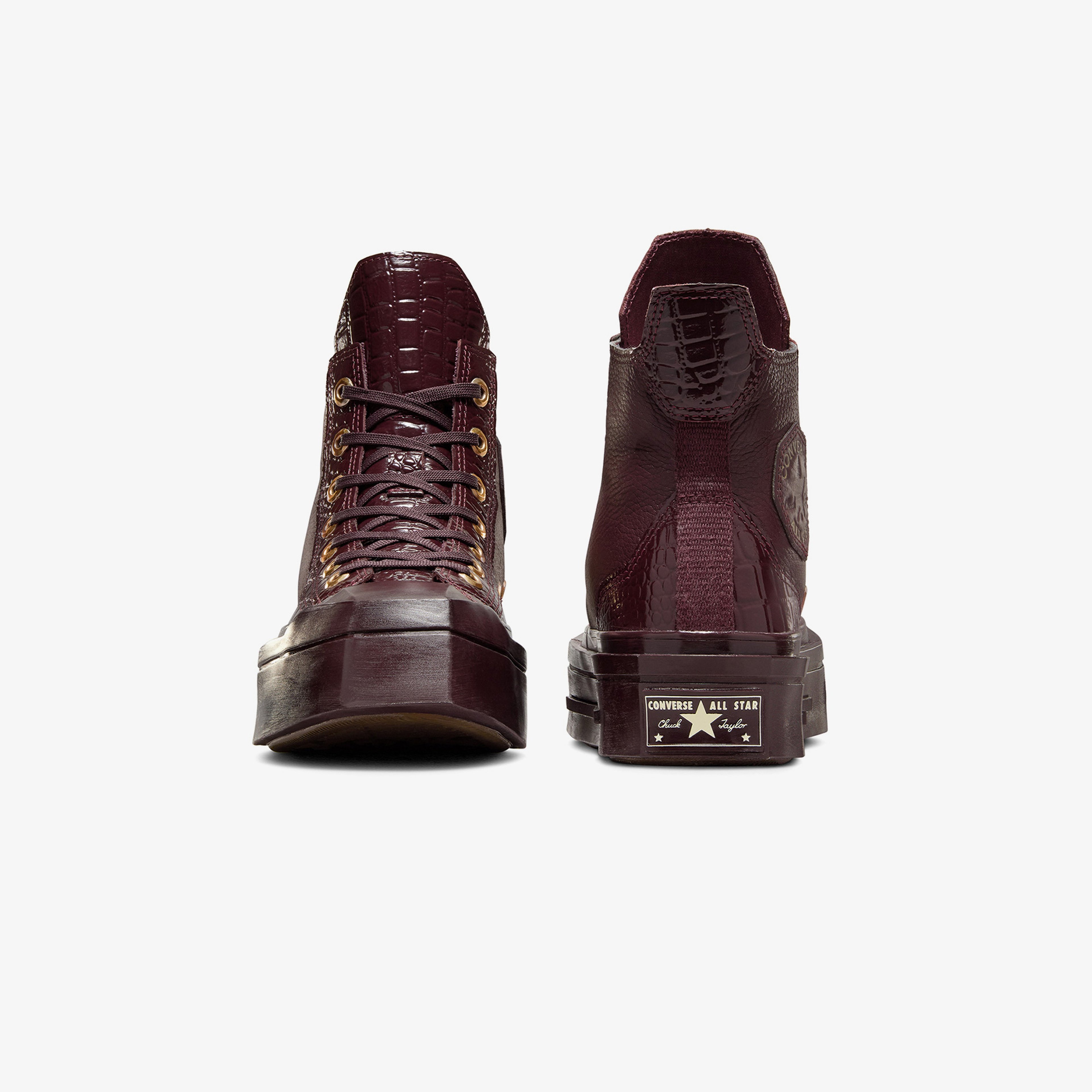 Converse Chuck 70 De Luxe Squared Unisex Bordo Deri Platform Sneaker