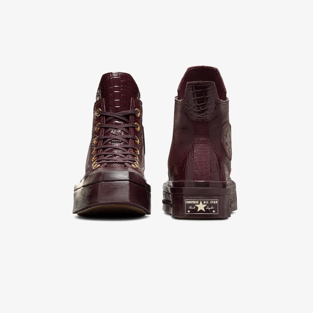 Converse Chuck 70 De Luxe Squared Unisex Bordo Deri Platform Sneaker - Görsel 4