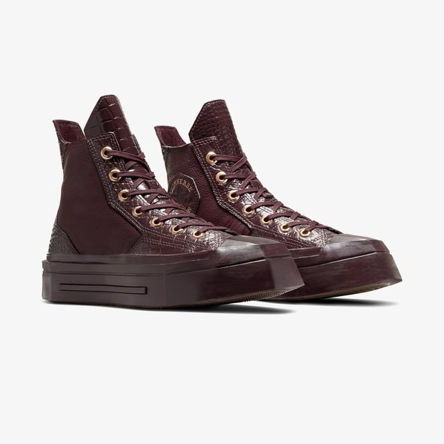 Converse Chuck 70 De Luxe Squared Unisex Bordo Deri Platform Sneaker - Görsel 3