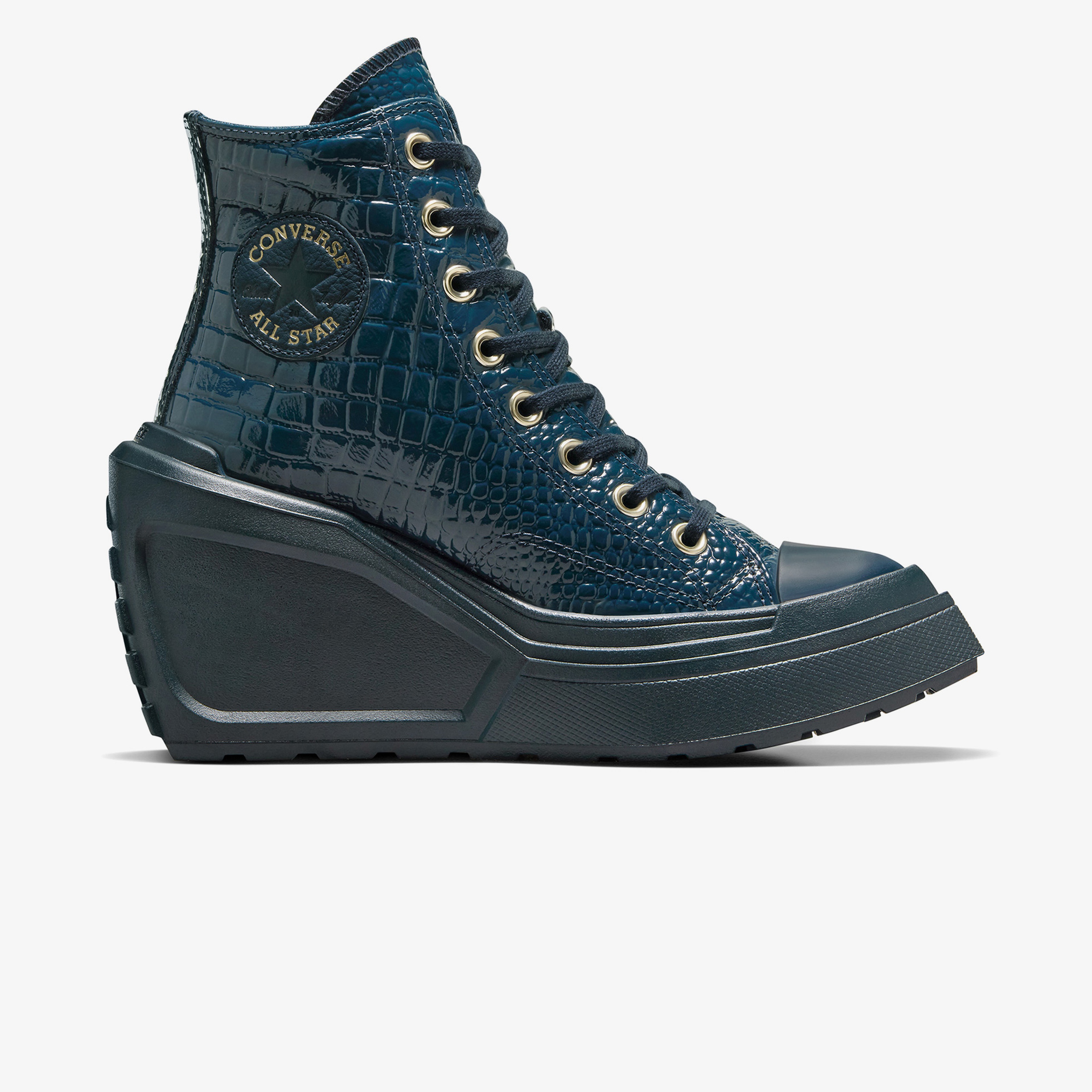 Converse Chuck 70 De Luxe Wedge Unisex Lacivert Deri Platform Sneaker