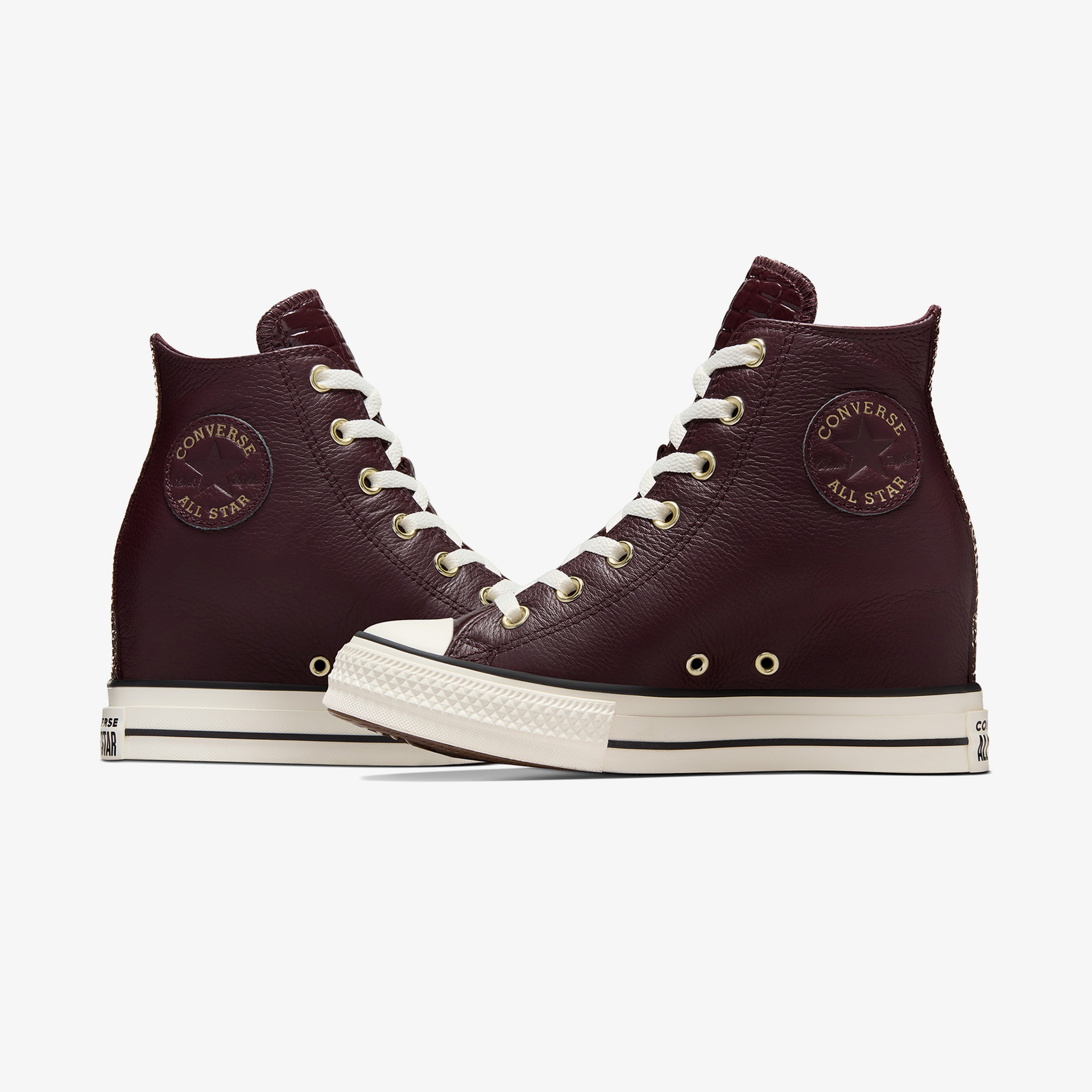 Converse Chuck Taylor All Star Wedge Unisex Bordo Deri Platform Sneaker