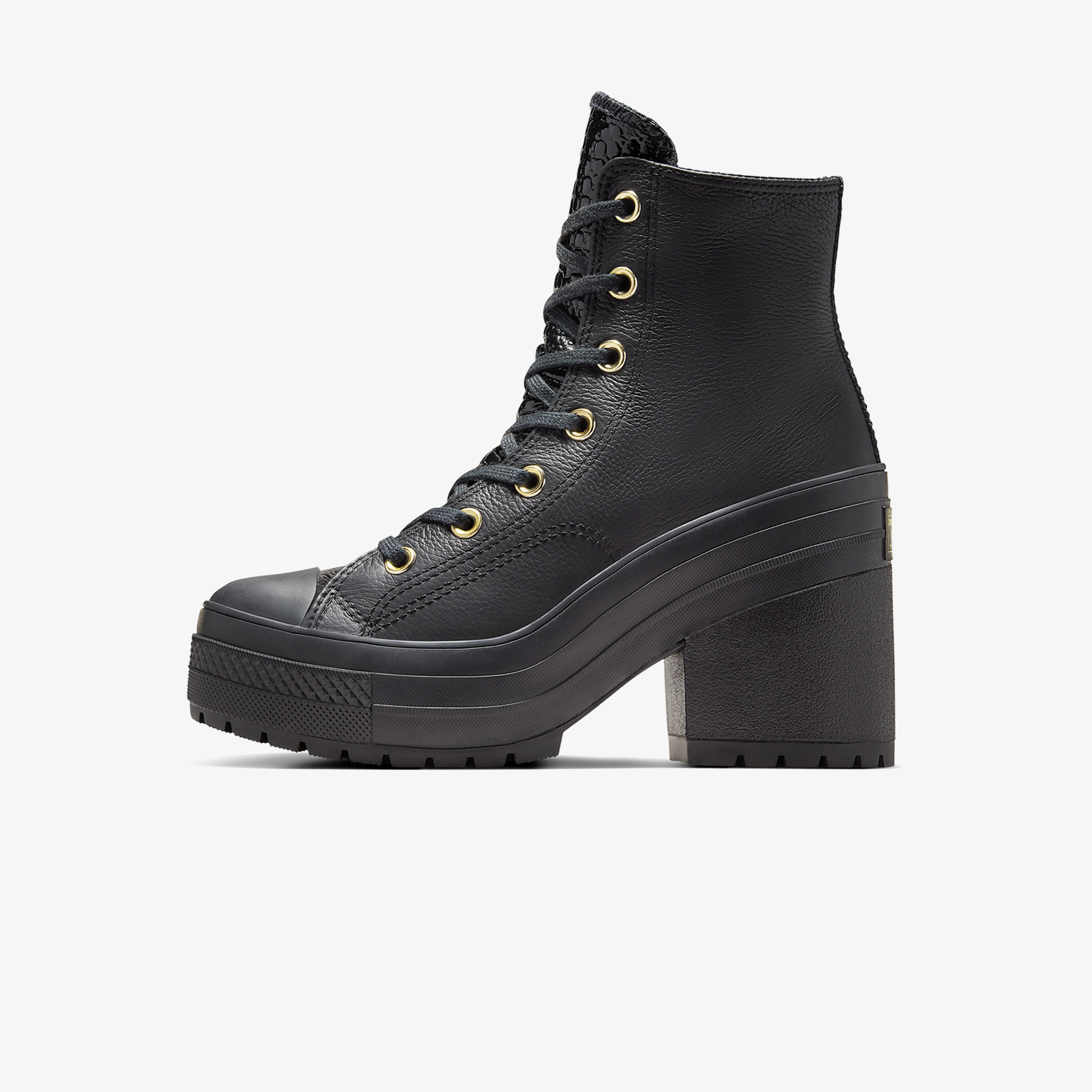 Converse Chuck 70 De Luxe Heel Unisex Siyah Deri Platform Sneaker