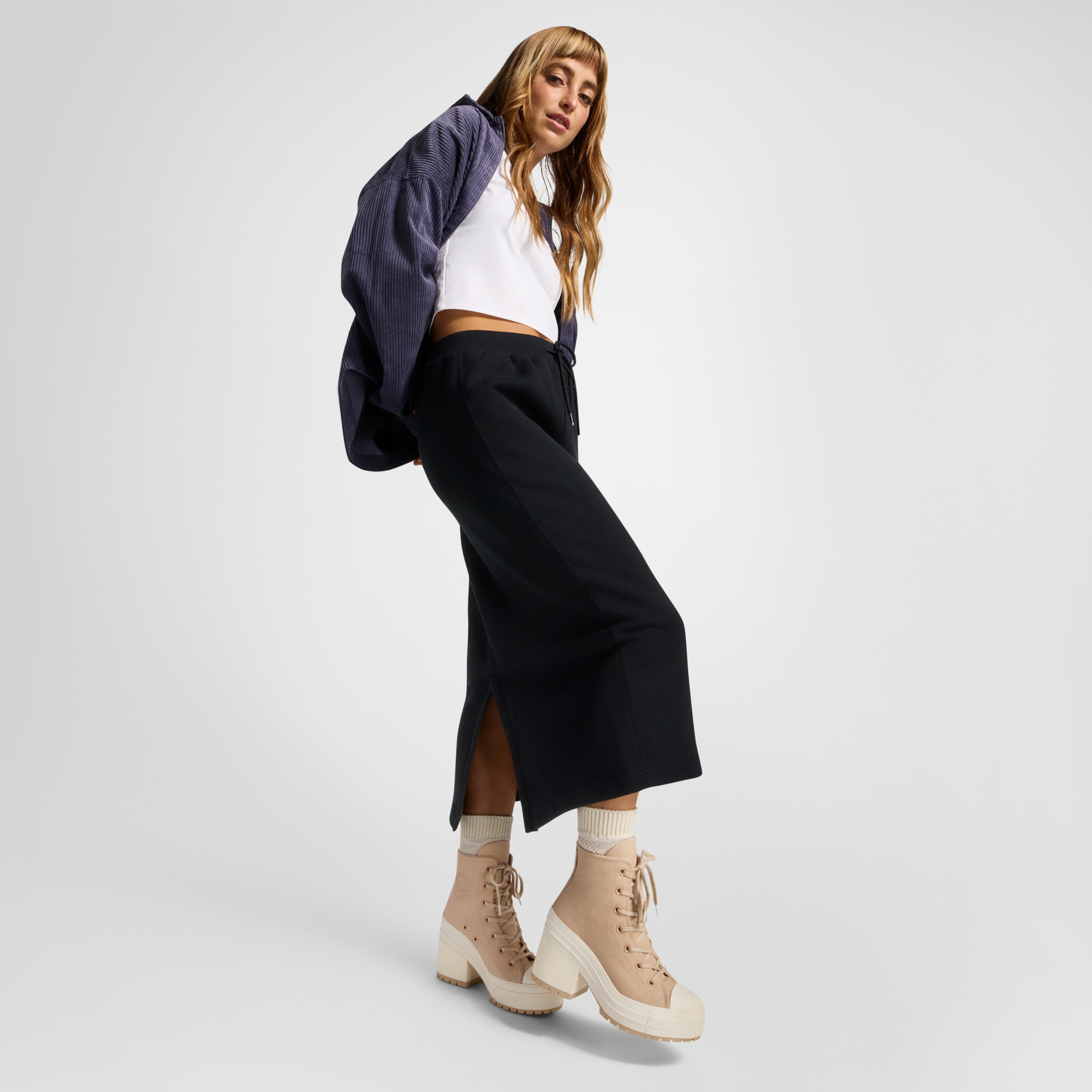 Converse Chuck 70 De Luxe Heel Unisex Krem Deri Platform Sneaker