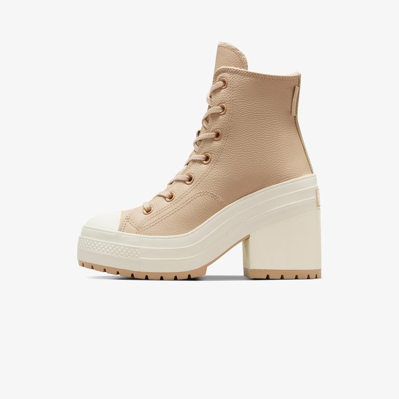 Converse Chuck 70 De Luxe Heel Unisex Krem Deri Platform Sneaker