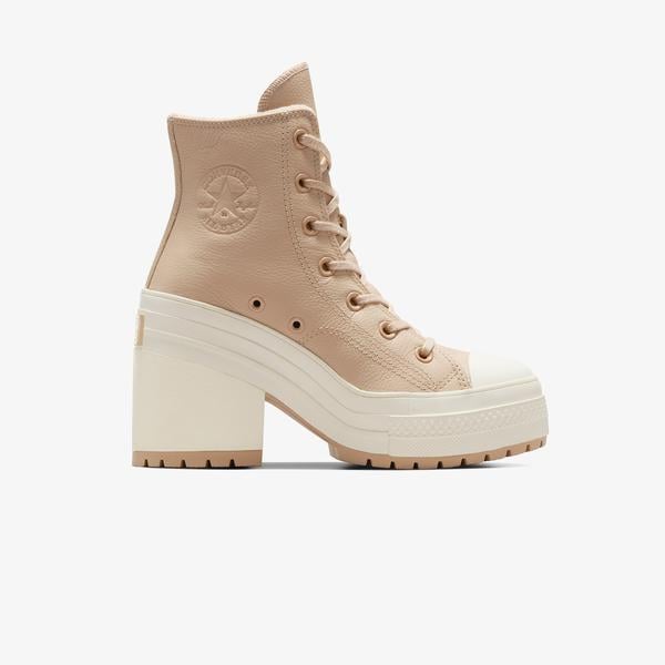 Converse Chuck 70 De Luxe Heel Unisex Krem Deri Platform Sneaker