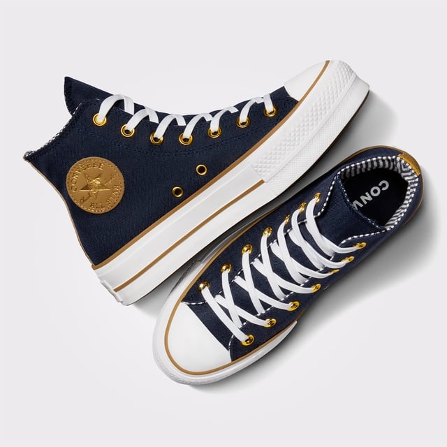 Converse Converse Chuck Taylor All Star Lift Platform Herringbone Stripe Unisex Mavi Sneaker | Occasion Mavi - 4. görsel