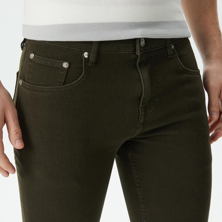Erkek Slim Fit Yeşil Jean Pantolon