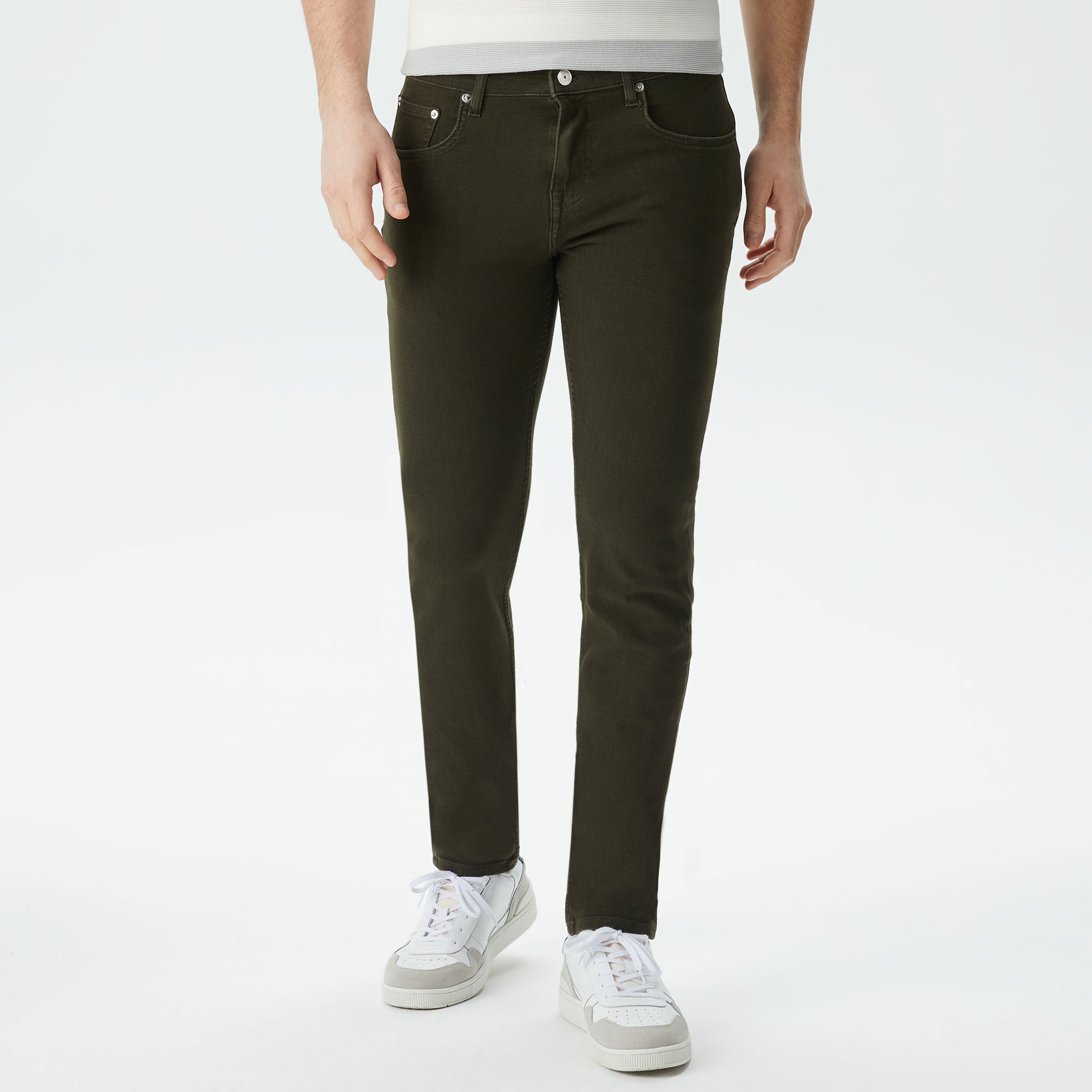 Erkek Slim Fit Yeşil Jean Pantolon