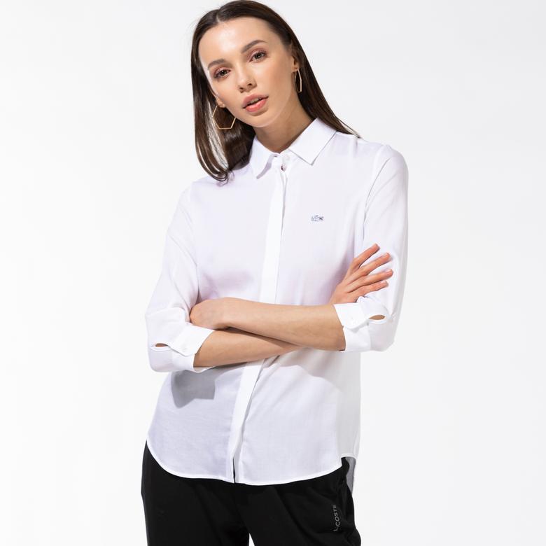 Lacoste Kadın Relaxed Fit Beyaz Gömlek
