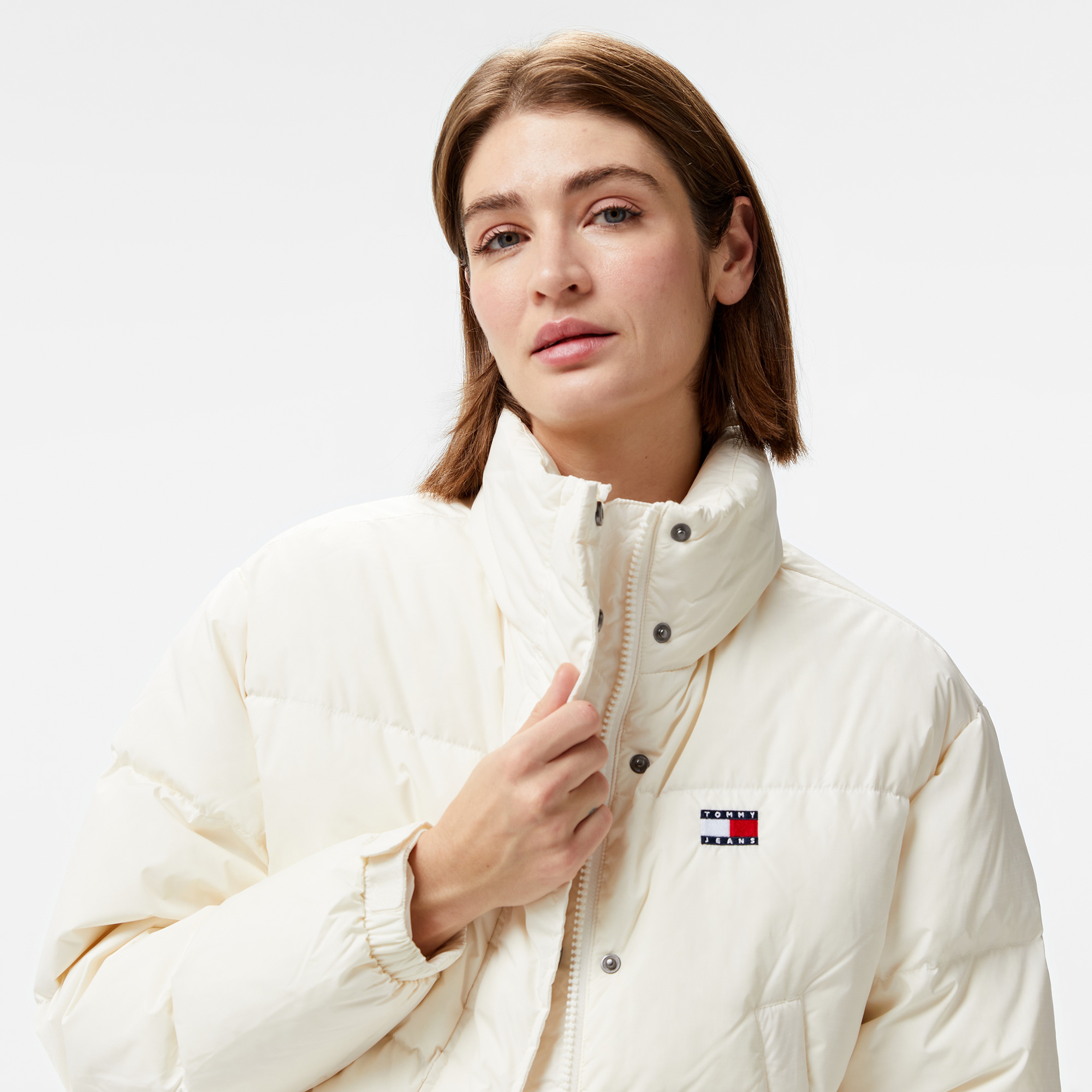 Tommy Jeans Back Flag Alaska Kadın Beyaz CeketSDW0DW18820| Occasion