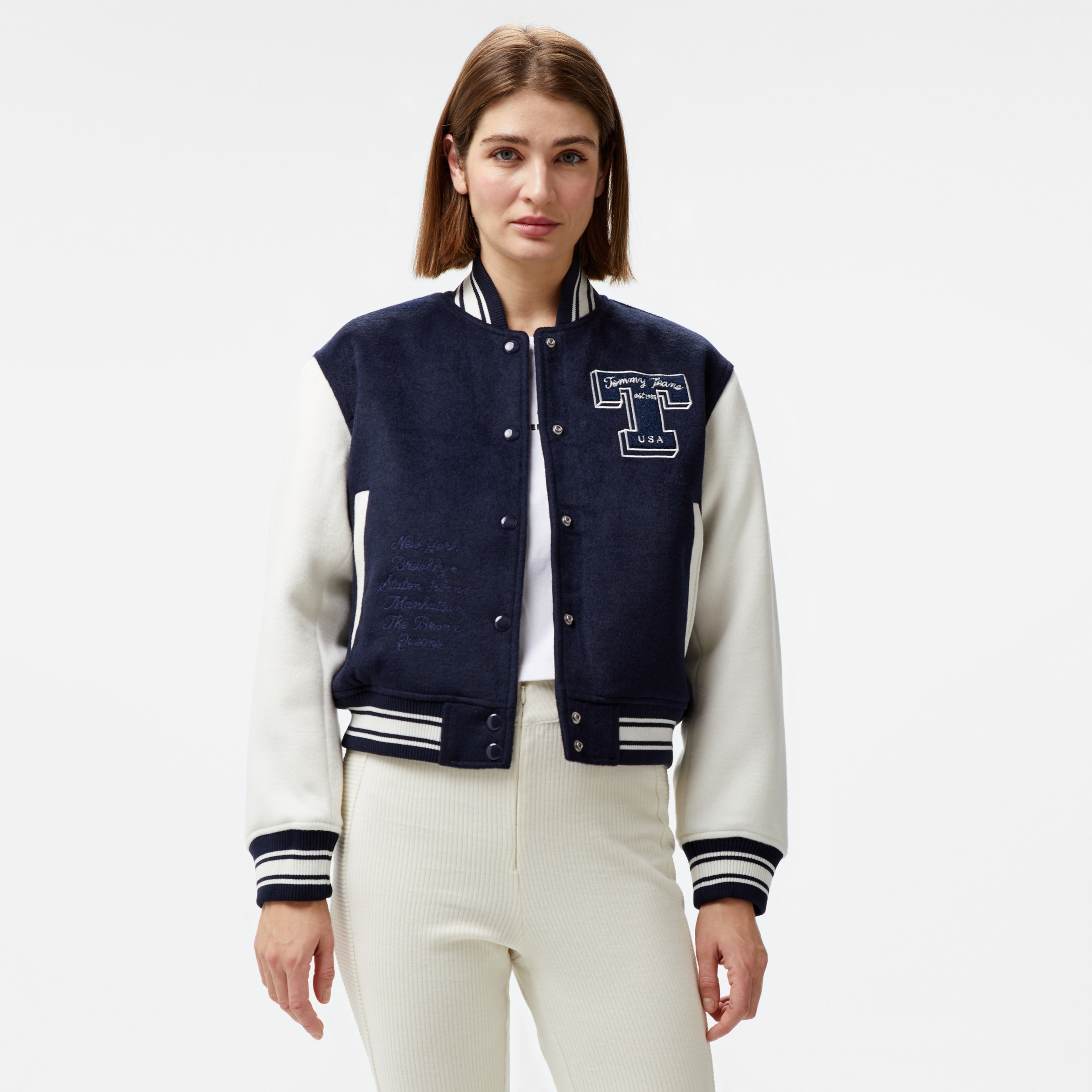 Tommy Jeans Letterman Kadın Mavi Ceket