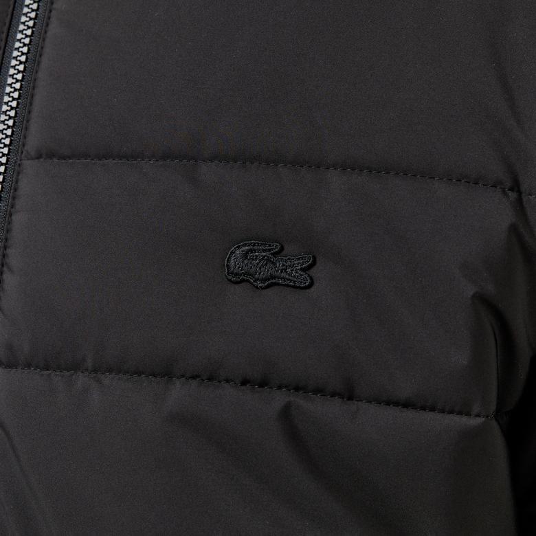 Erkek Regular Fit Dik Yaka Çift Taraflı Siyah Mont