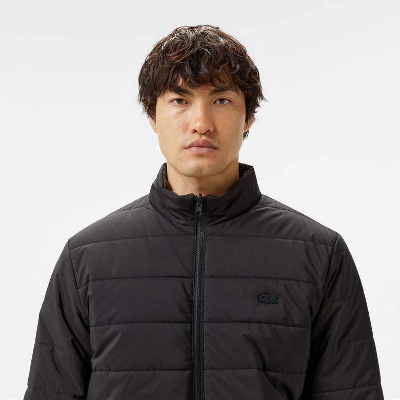 Erkek Regular Fit Dik Yaka Çift Taraflı Siyah Mont