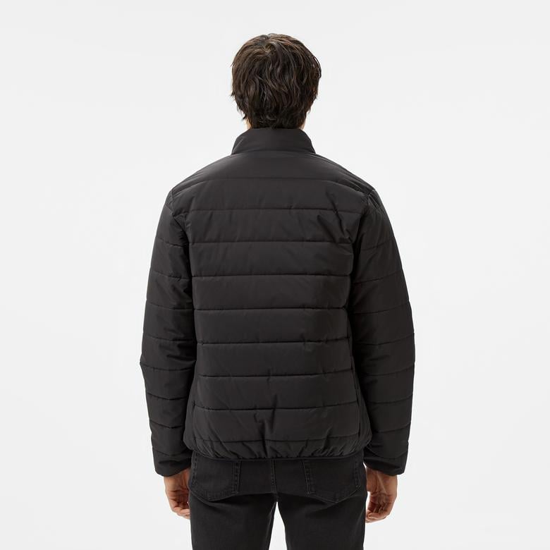 Erkek Regular Fit Dik Yaka Çift Taraflı Siyah Mont