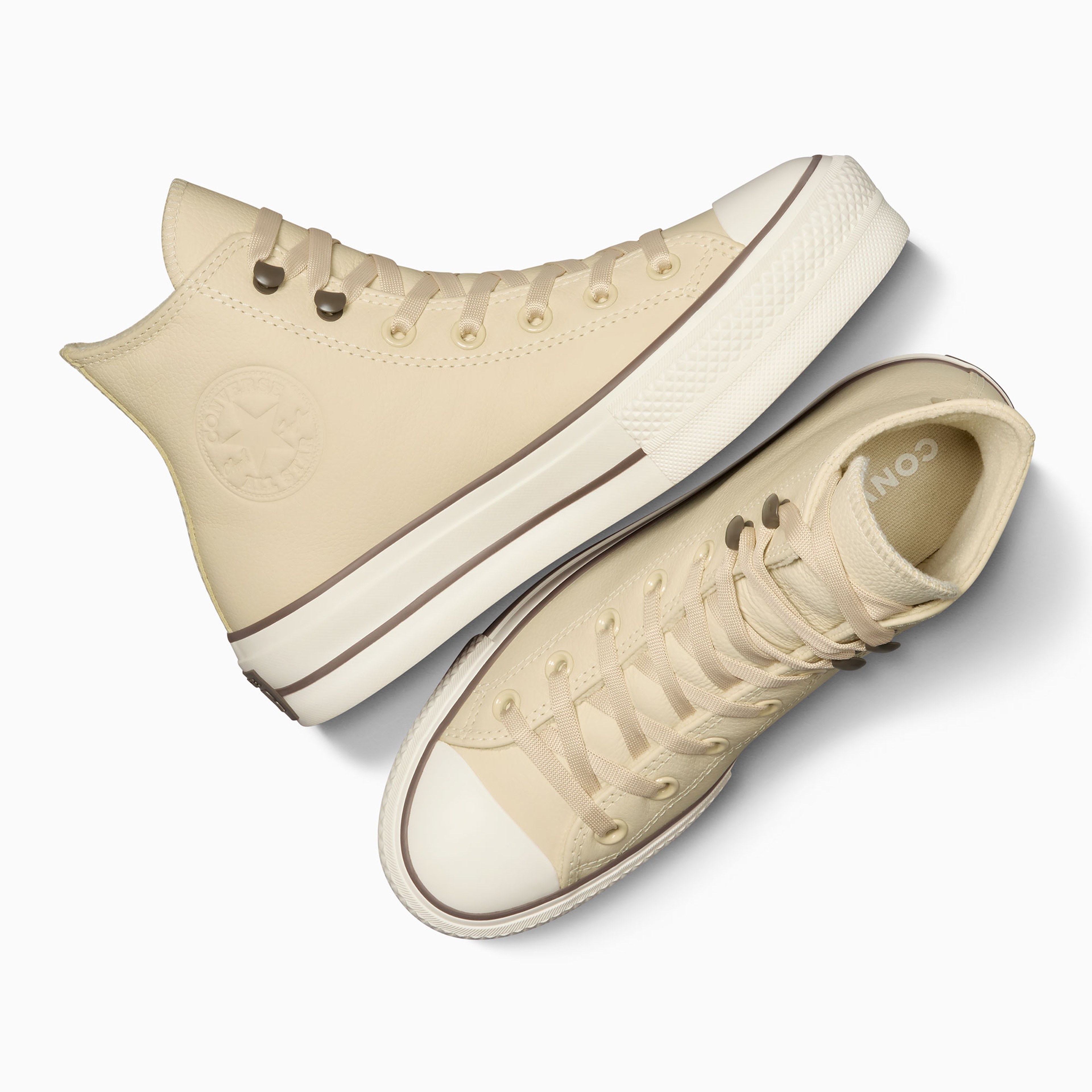 Converse Chuck Taylor All Star Lift Platform Weatherized Leather Unisex Krem Deri Bot