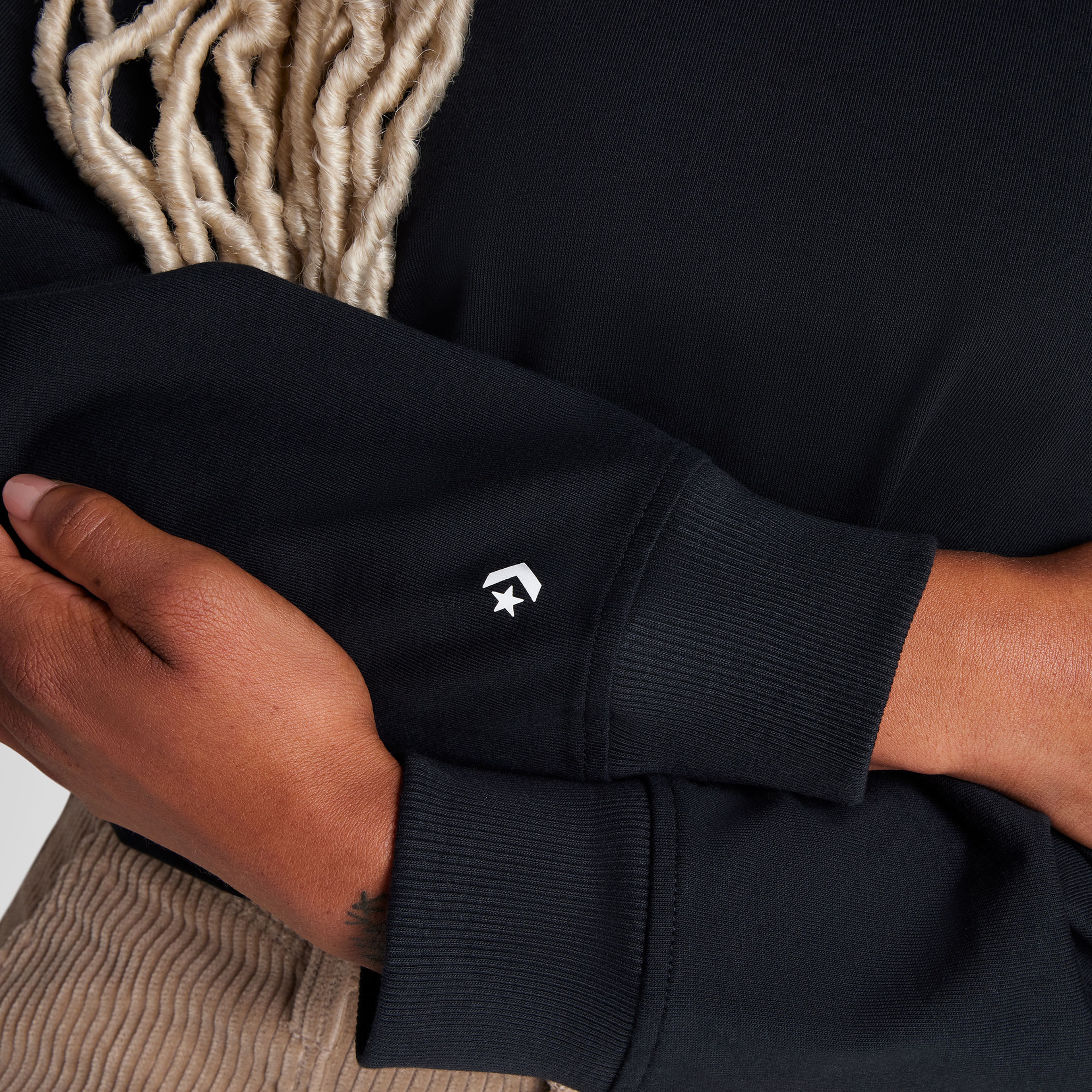 Converse Classic Kadın Baskılı Siyah Sweatshirt