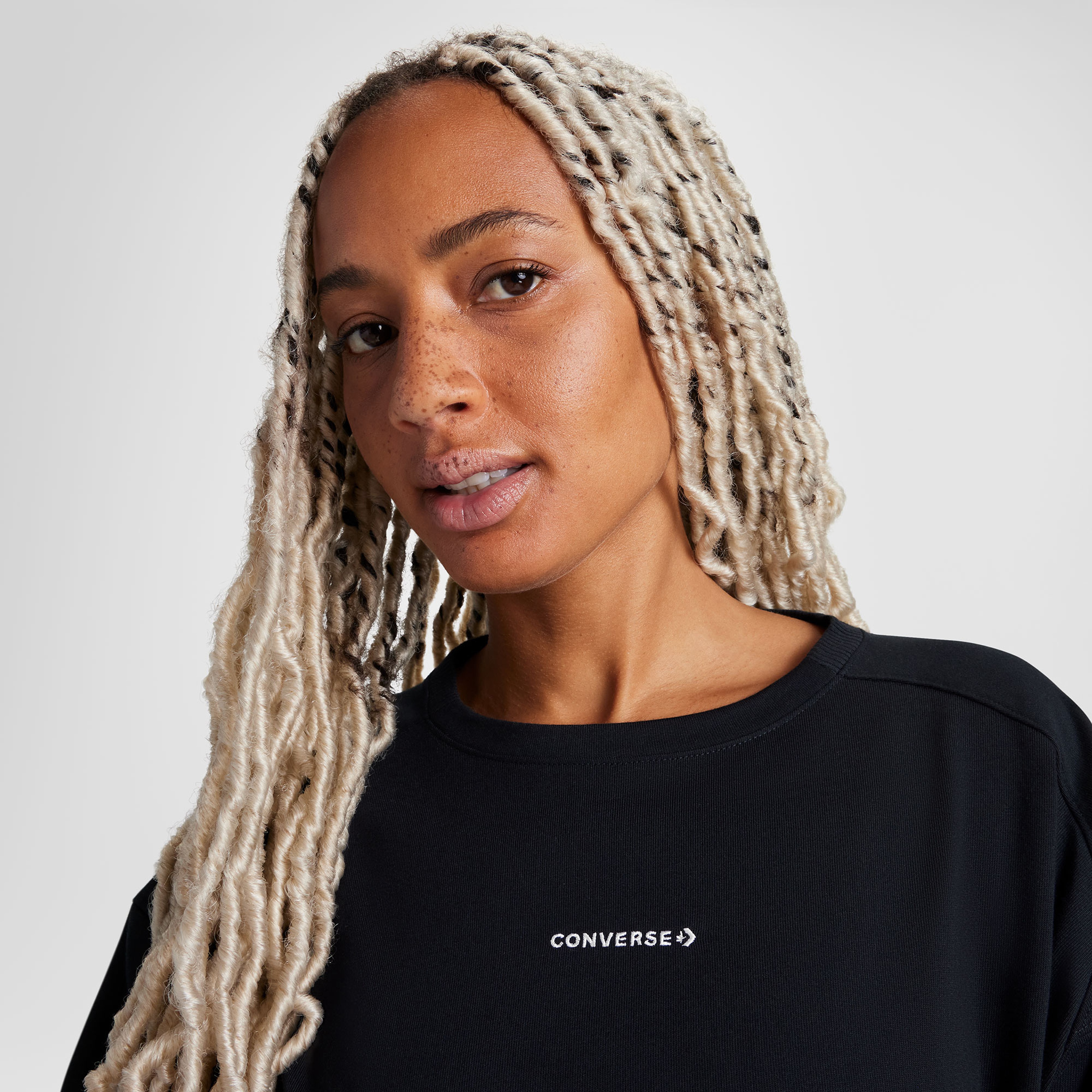 Converse Classic Kadın Baskılı Siyah Sweatshirt