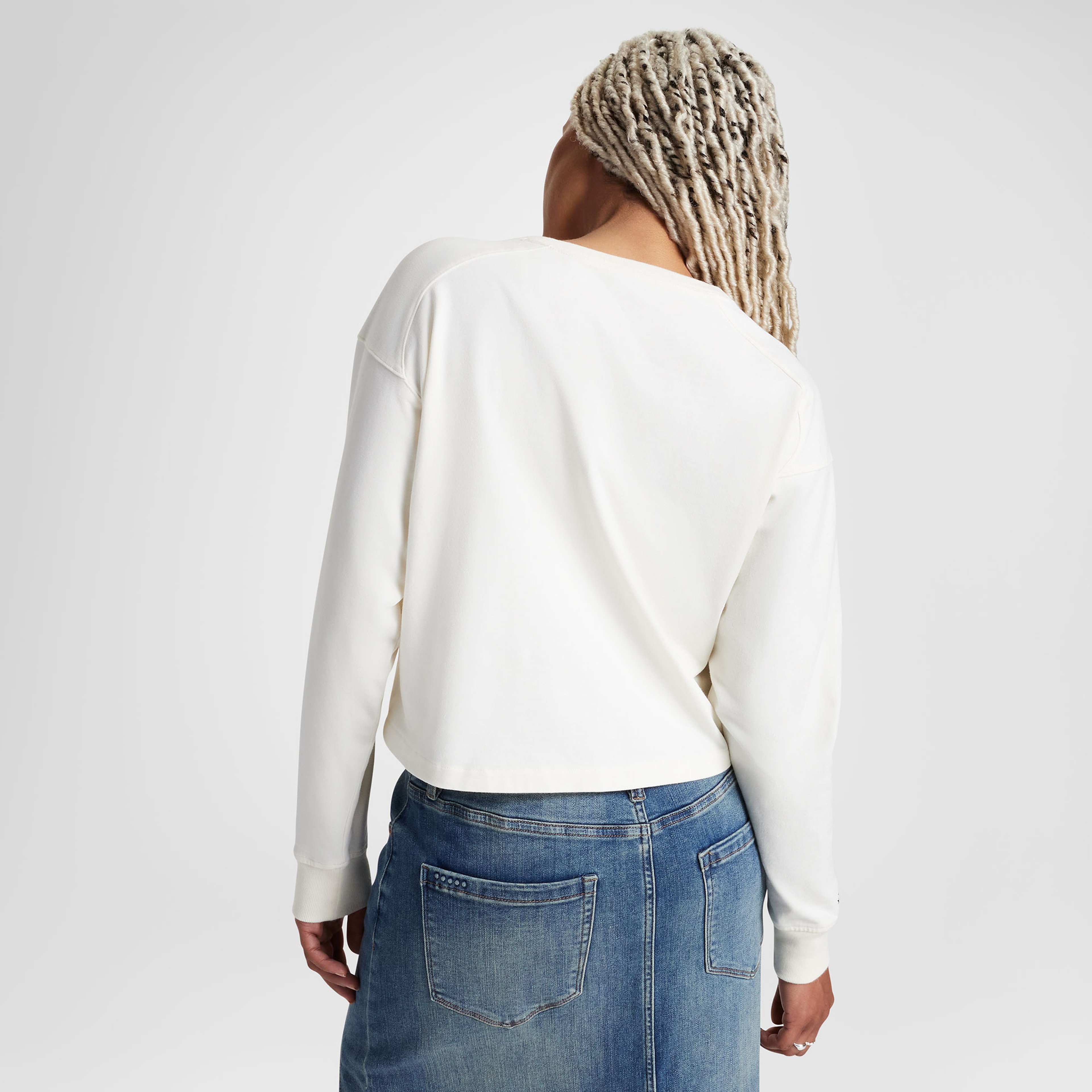 Converse Kadın Baskılı Uzun Kollu Krem T-Shirt