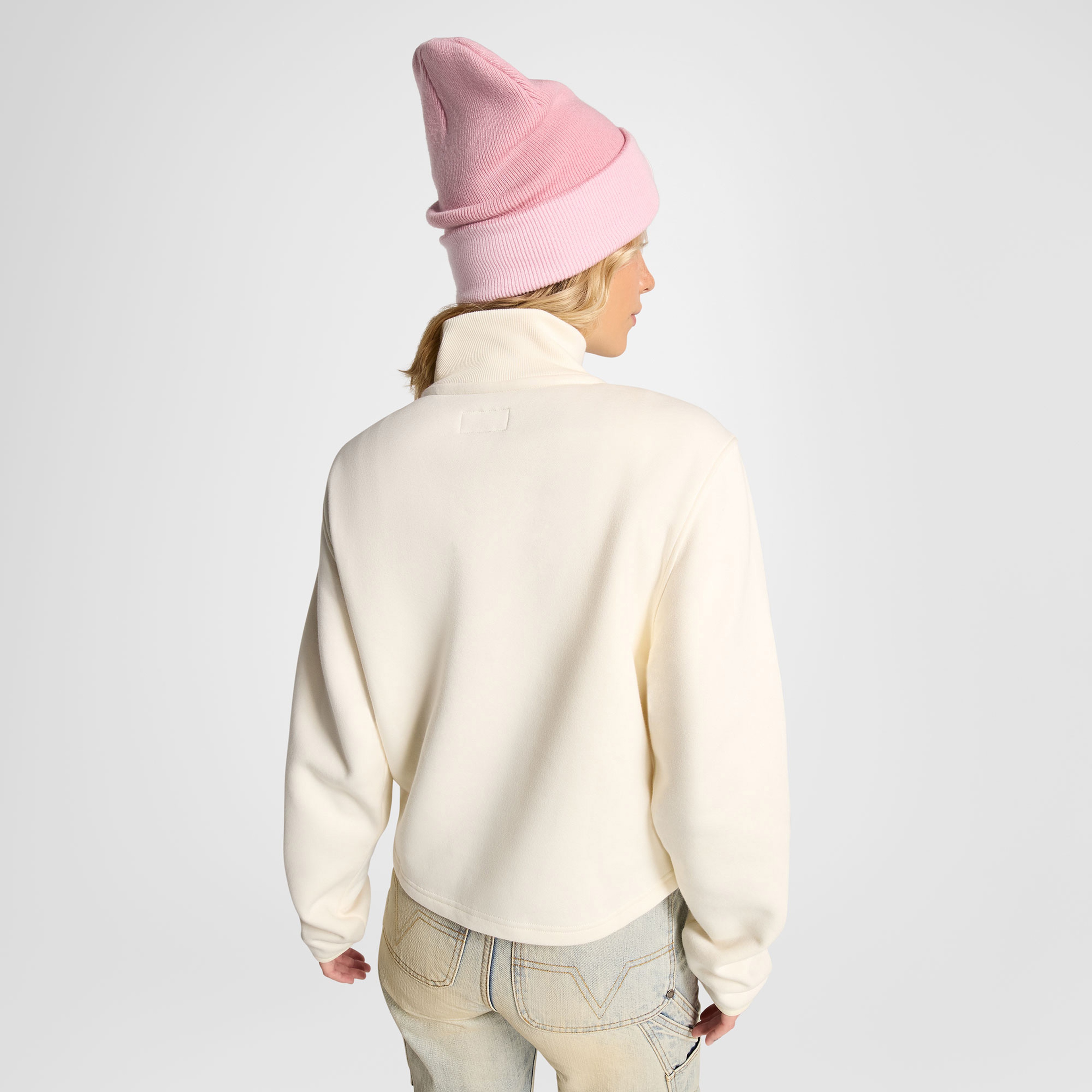 Converse Classic Kadın Yarım Fermuarlı Krem Sweatshirt