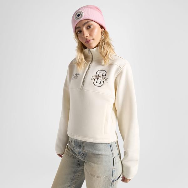 Converse Classic Kadın Yarım Fermuarlı Krem Sweatshirt