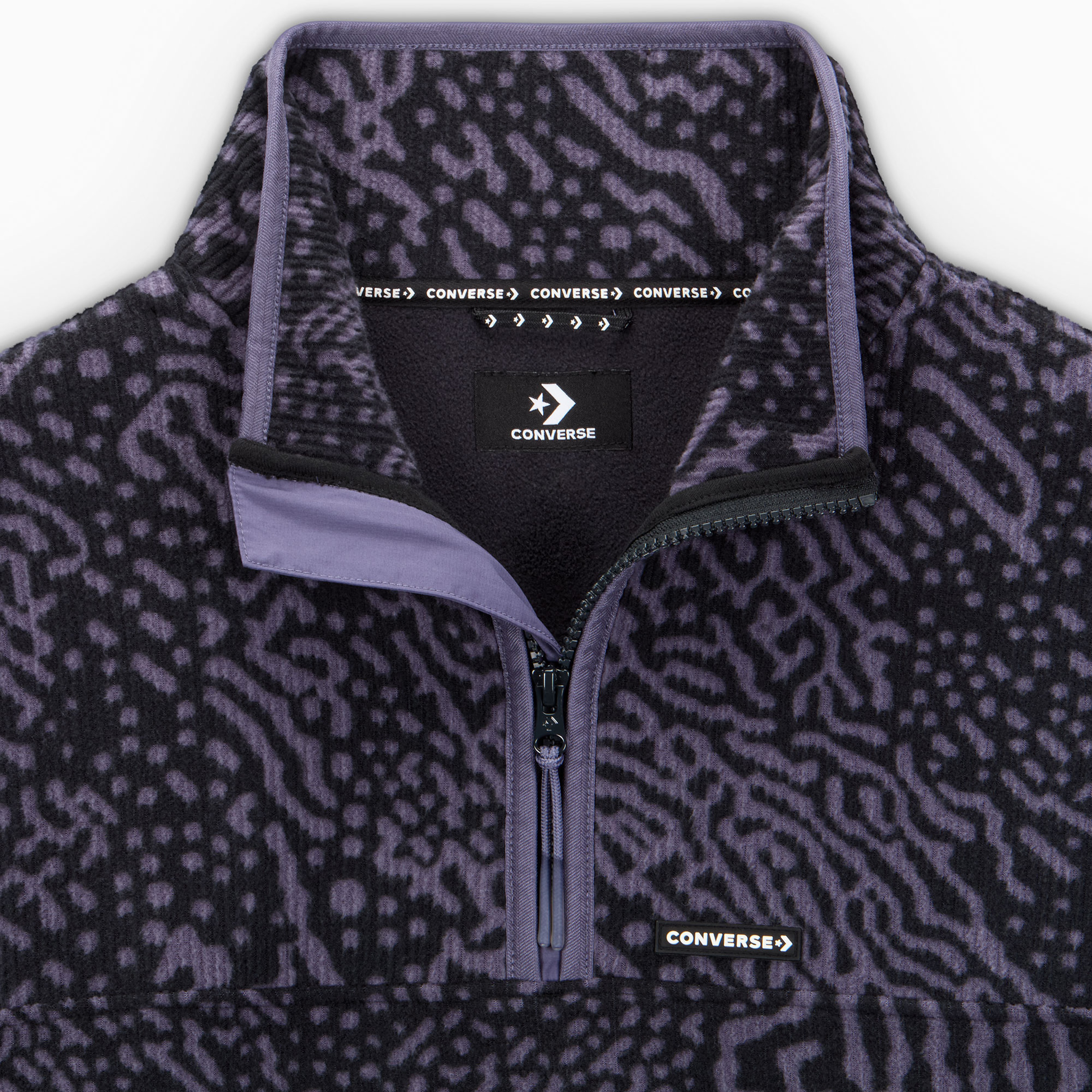 Converse Classic Kadın Yarım Fermuarlı Mor Sweatshirt