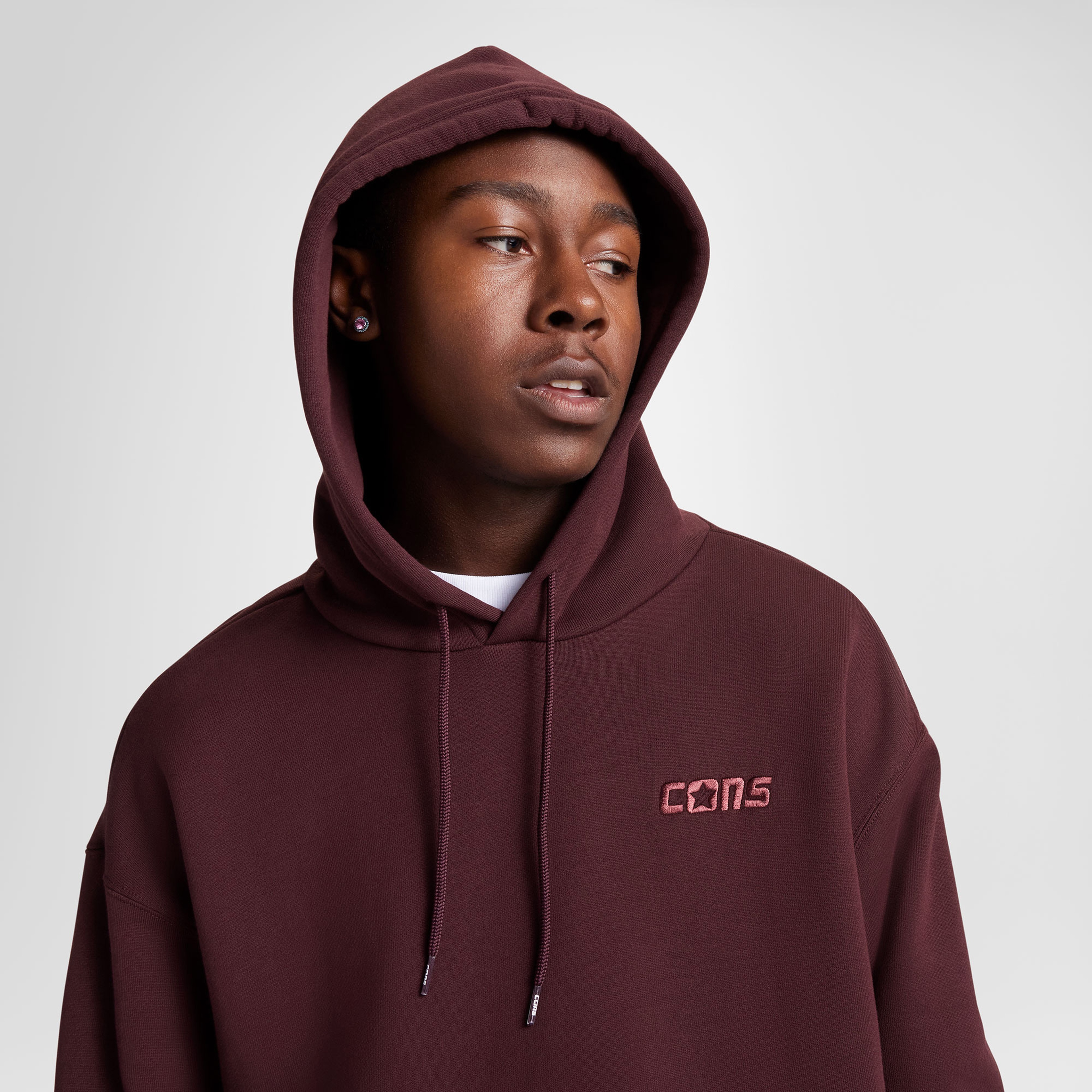 Converse Classic Erkek Loose Fit Bordo Hoodie