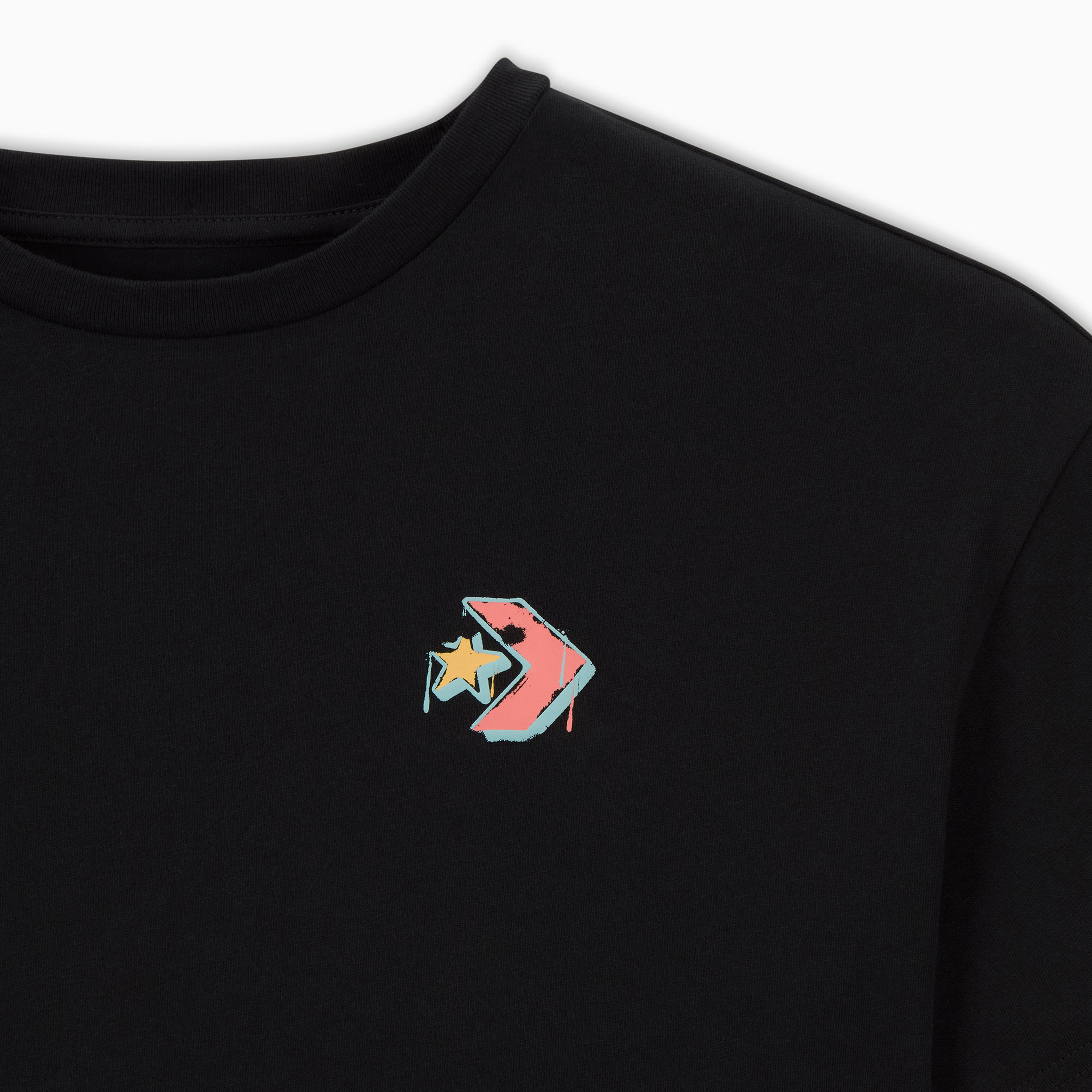 Converse Classic Kadın Oversized Fit Grafik Baskılı Siyah T-Shirt