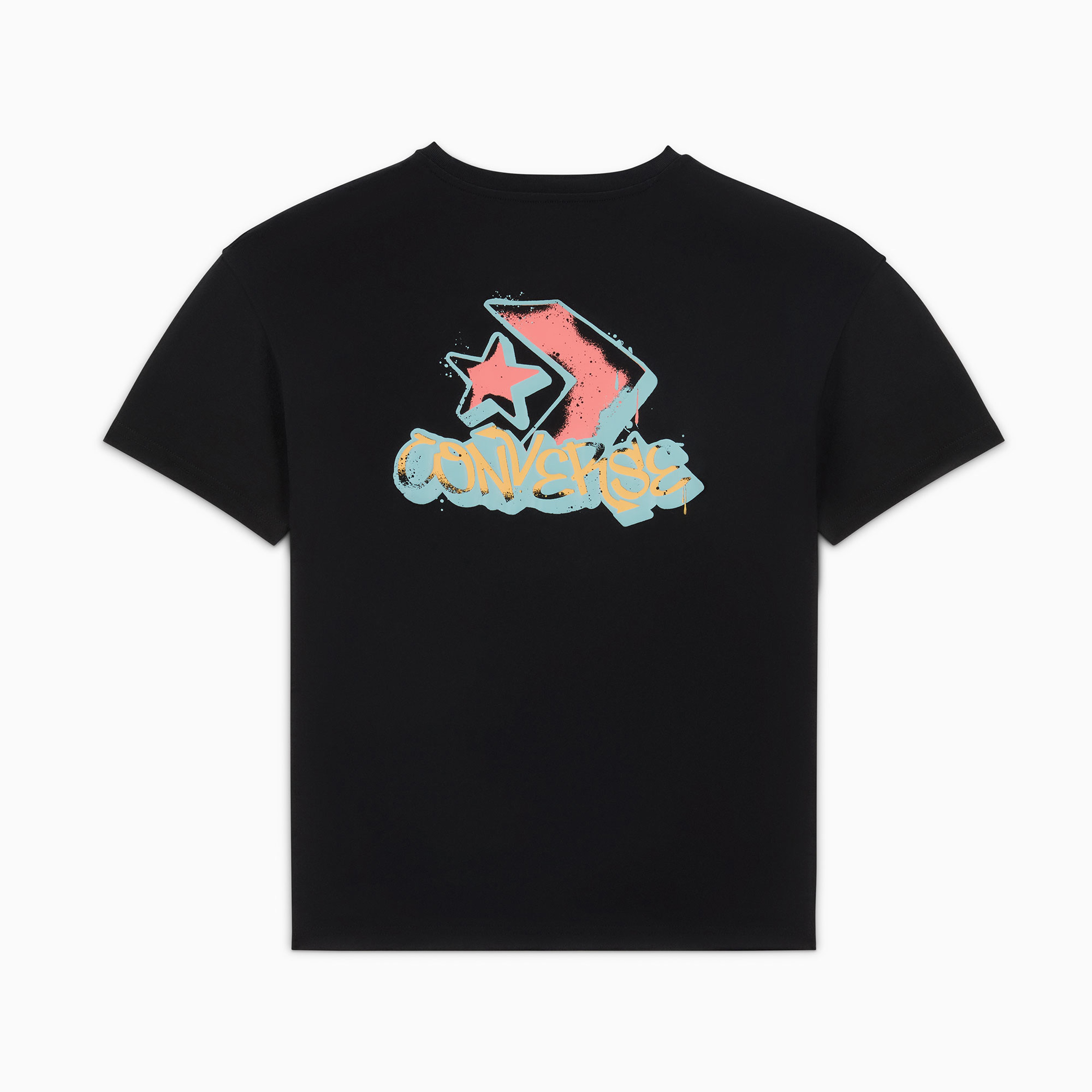 Converse Classic Kadın Oversized Fit Grafik Baskılı Siyah T-Shirt