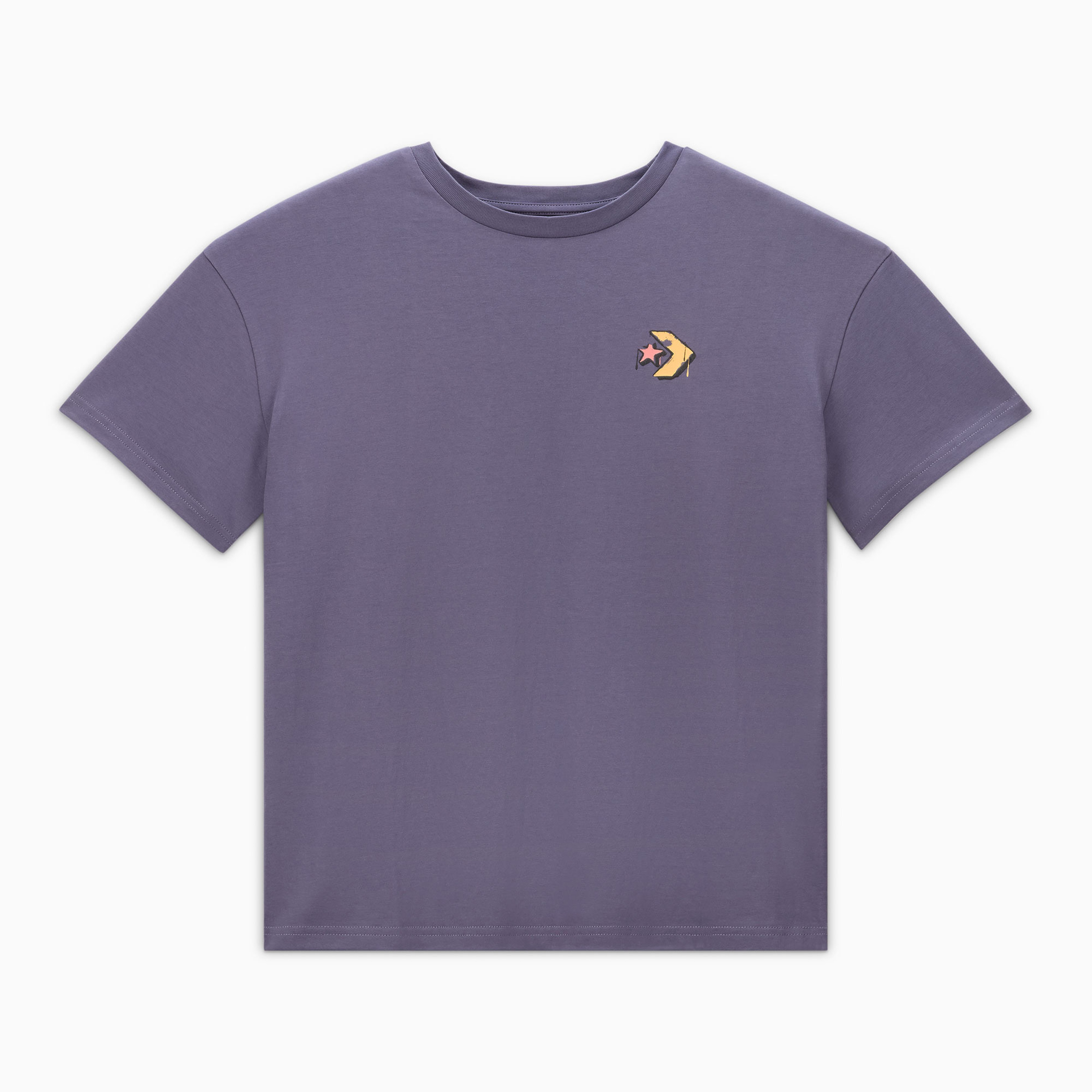 Converse Classic Kadın Oversized Fit Grafik Baskılı Mor T-Shirt