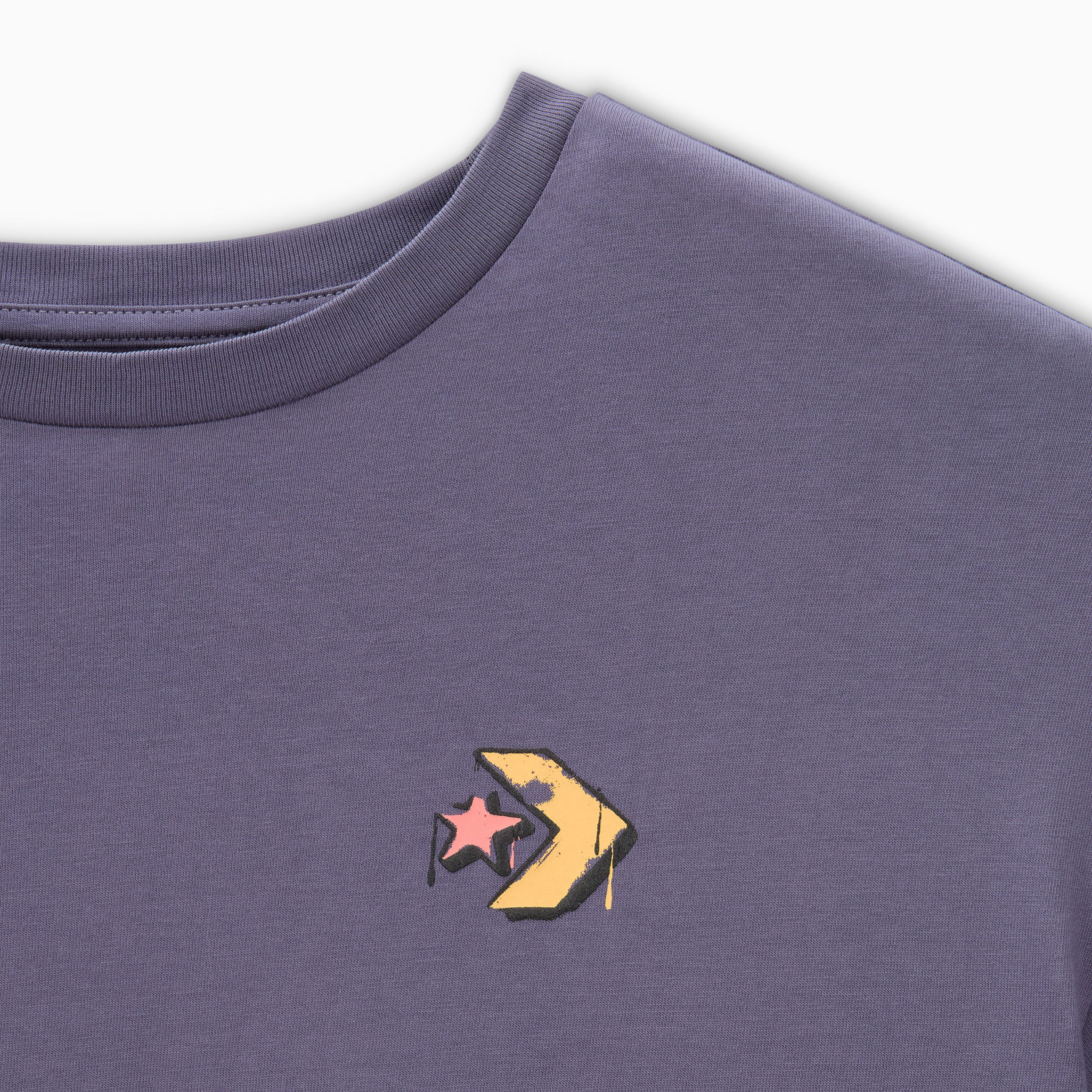 Converse Classic Kadın Oversized Fit Grafik Baskılı Mor T-Shirt