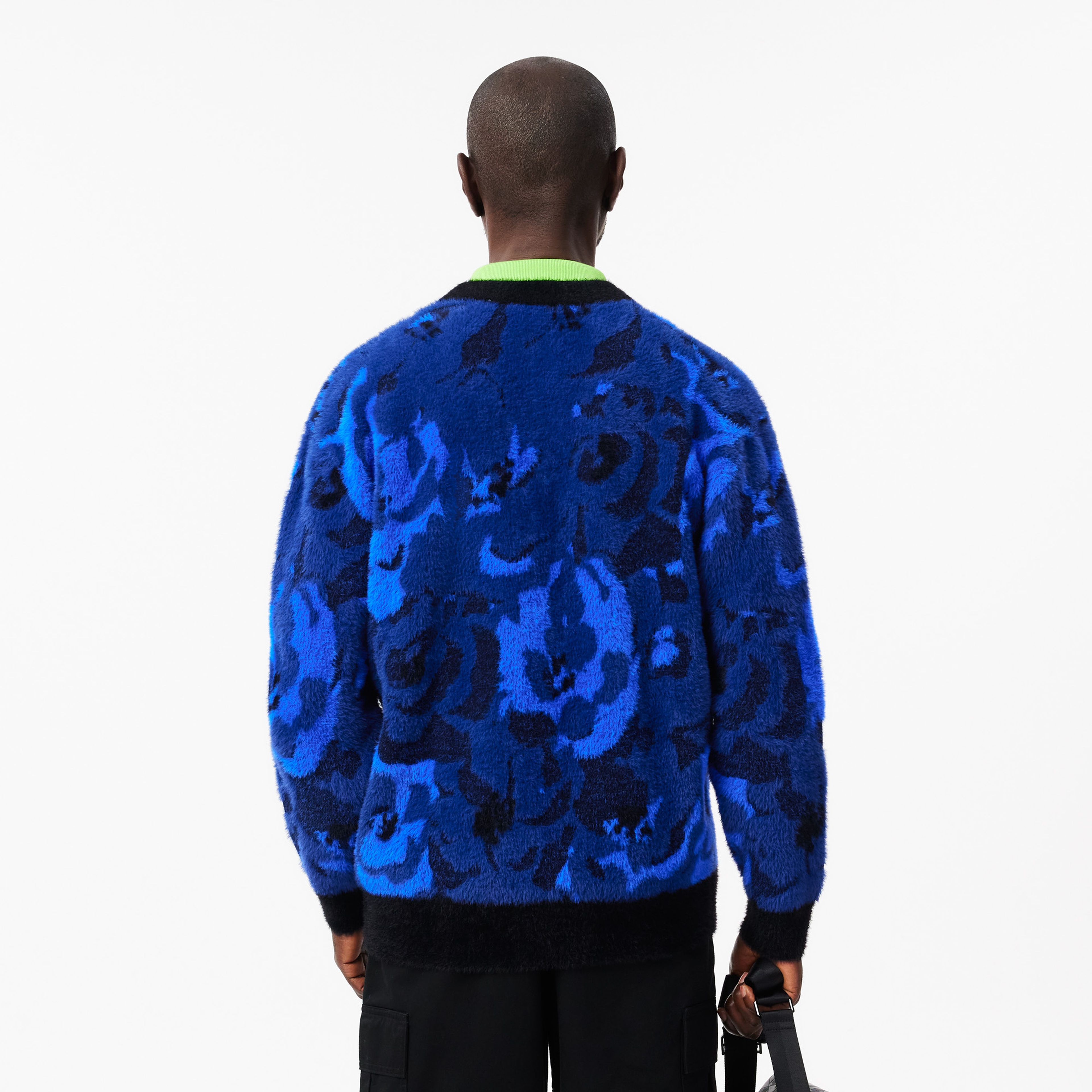 Erkek Relaxed Fit V Yaka Desenli Lacivert Hırka